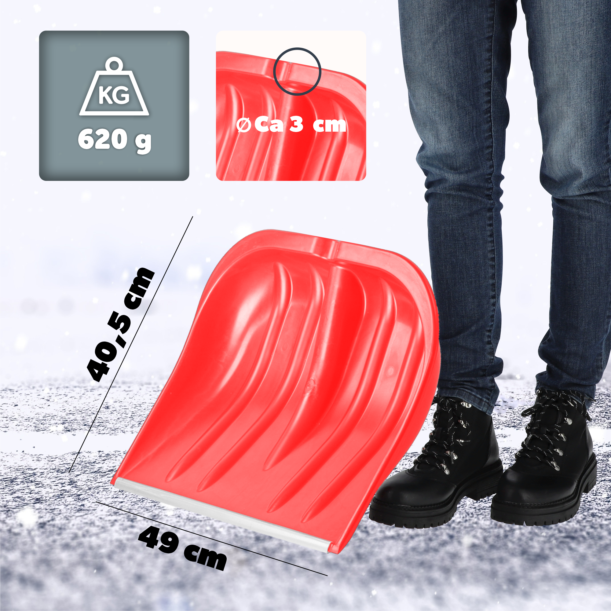 Zestaw do odśnieżania śniegu niebieski + szufla czerwona