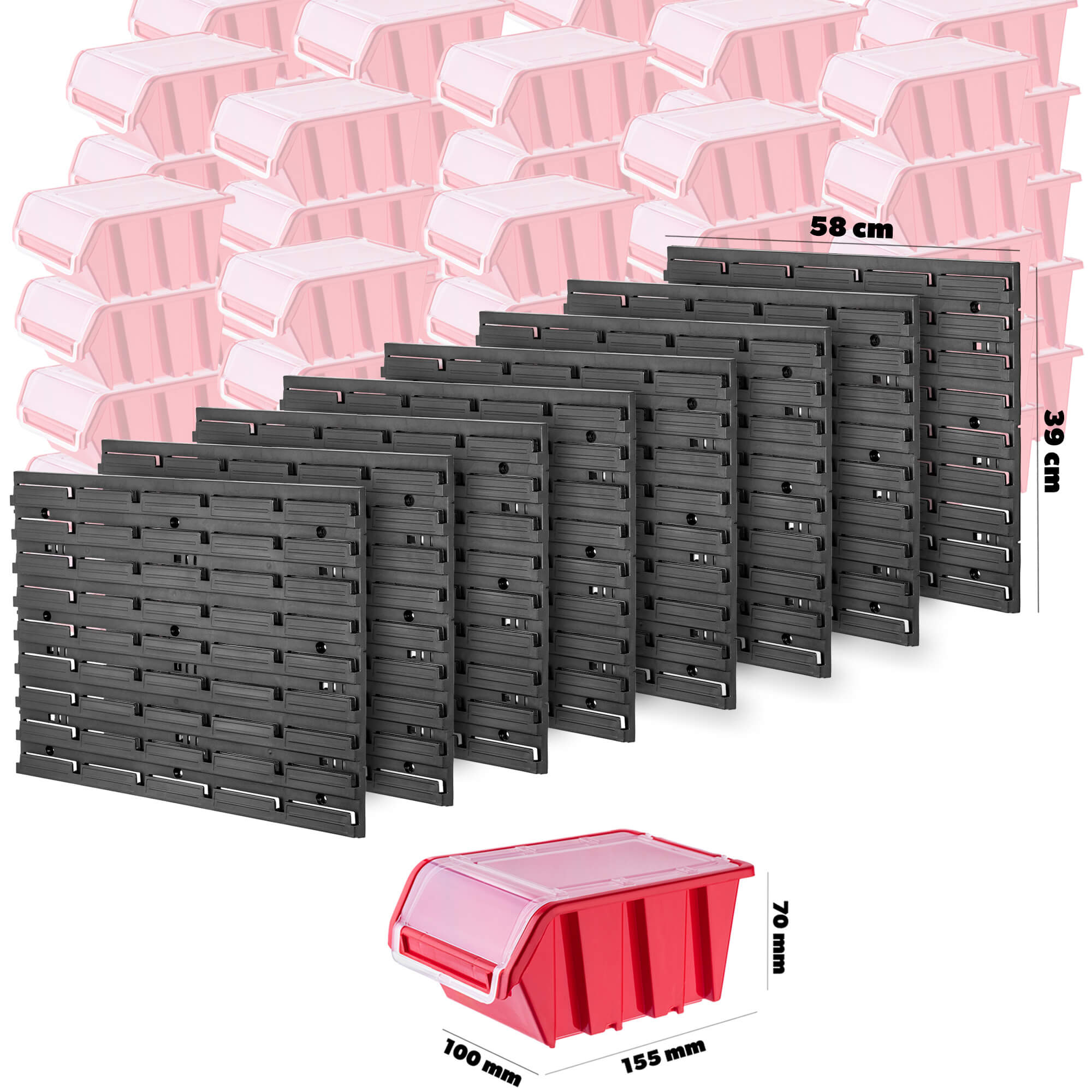 Tablica warsztatowa Lokke 180 elementów 232 x 78 cm, czerwona