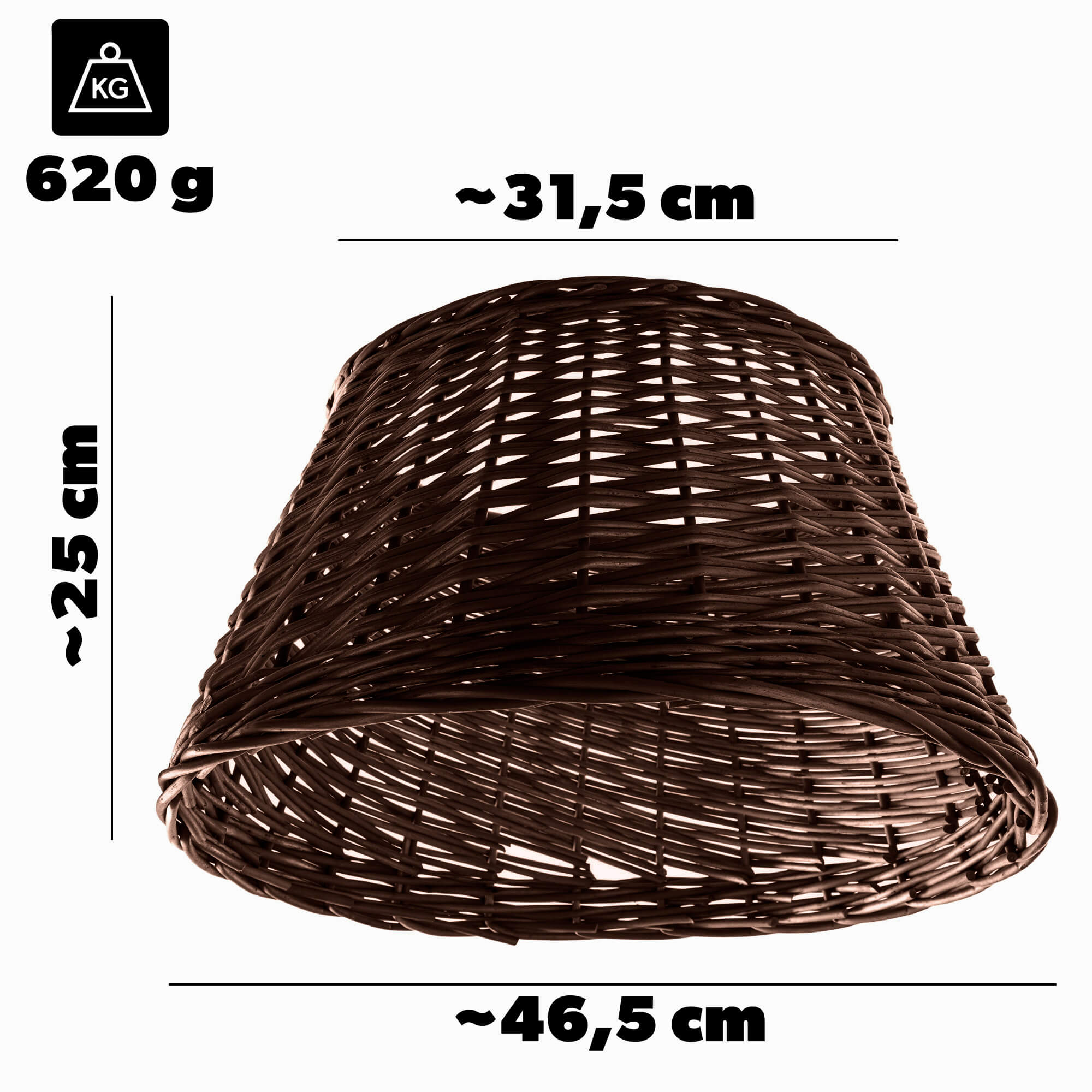 Osłona wiklinowa choinkowa naturalna Aliano 46.5cm ciemna