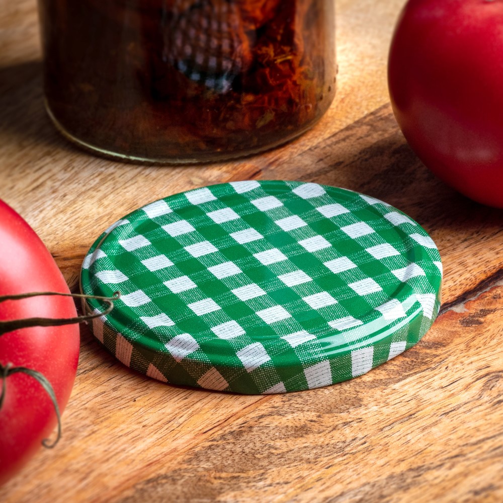 Słoiki Vigo 140ml 100szt 66mm + wieczko "Zielona krata"