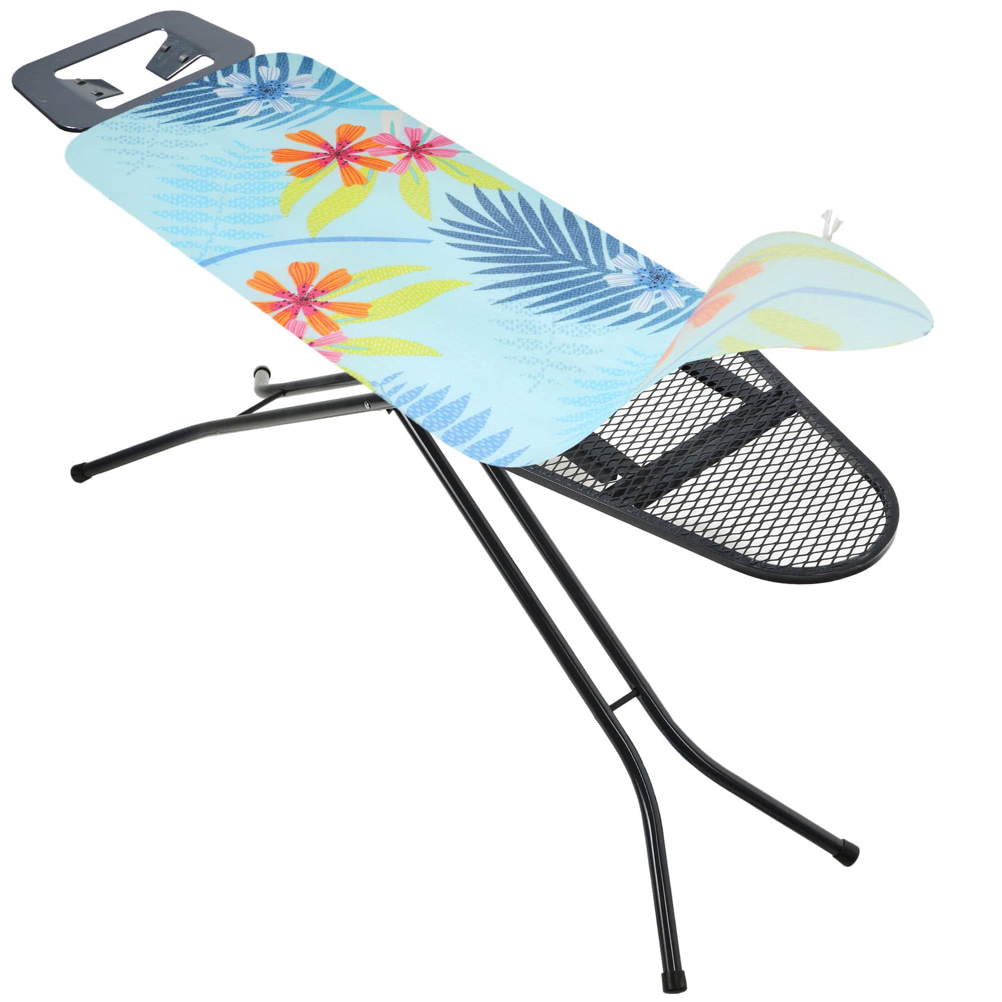 Pokrowiec bawełniany na deskę 127x46cm Silbate kwiaty na niebieskim tle