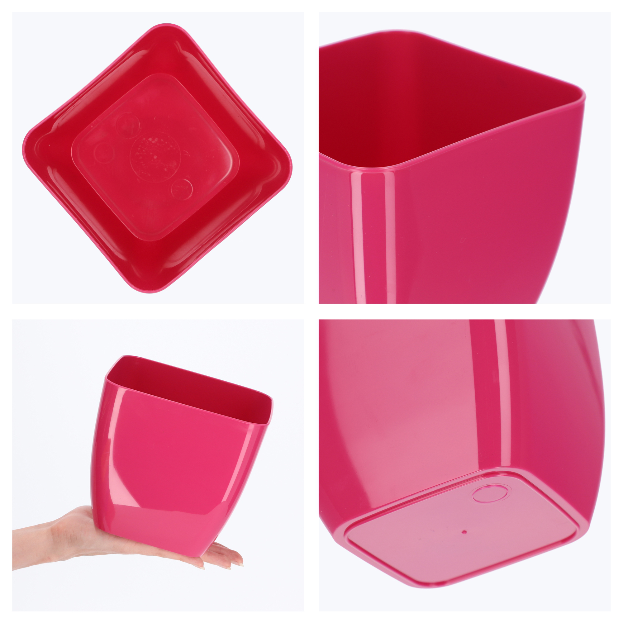 Doniczka kwadratowa Borgo 16 cm, różowa