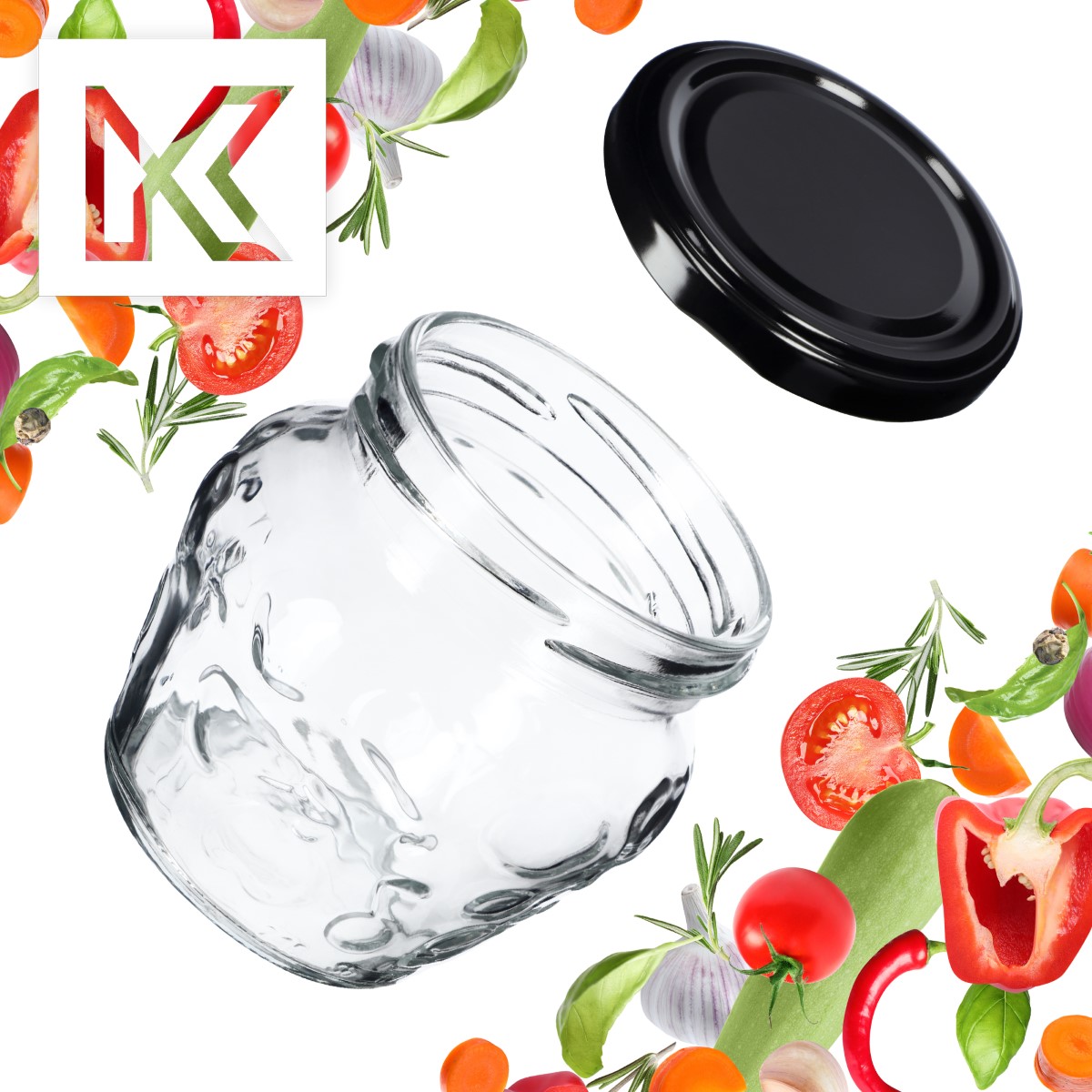 Słoiki Kemi 200ml 20szt 66mm + wieczka czarne