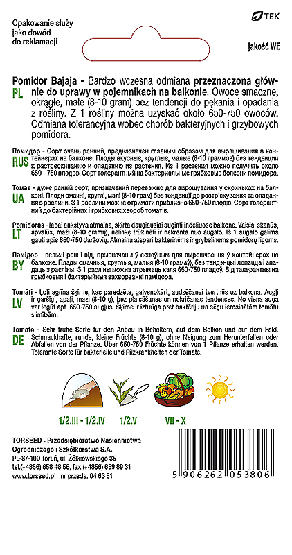 Pomidor pod osłony i do gruntu (odmiana czereśniowa) Bajaja 0,1g