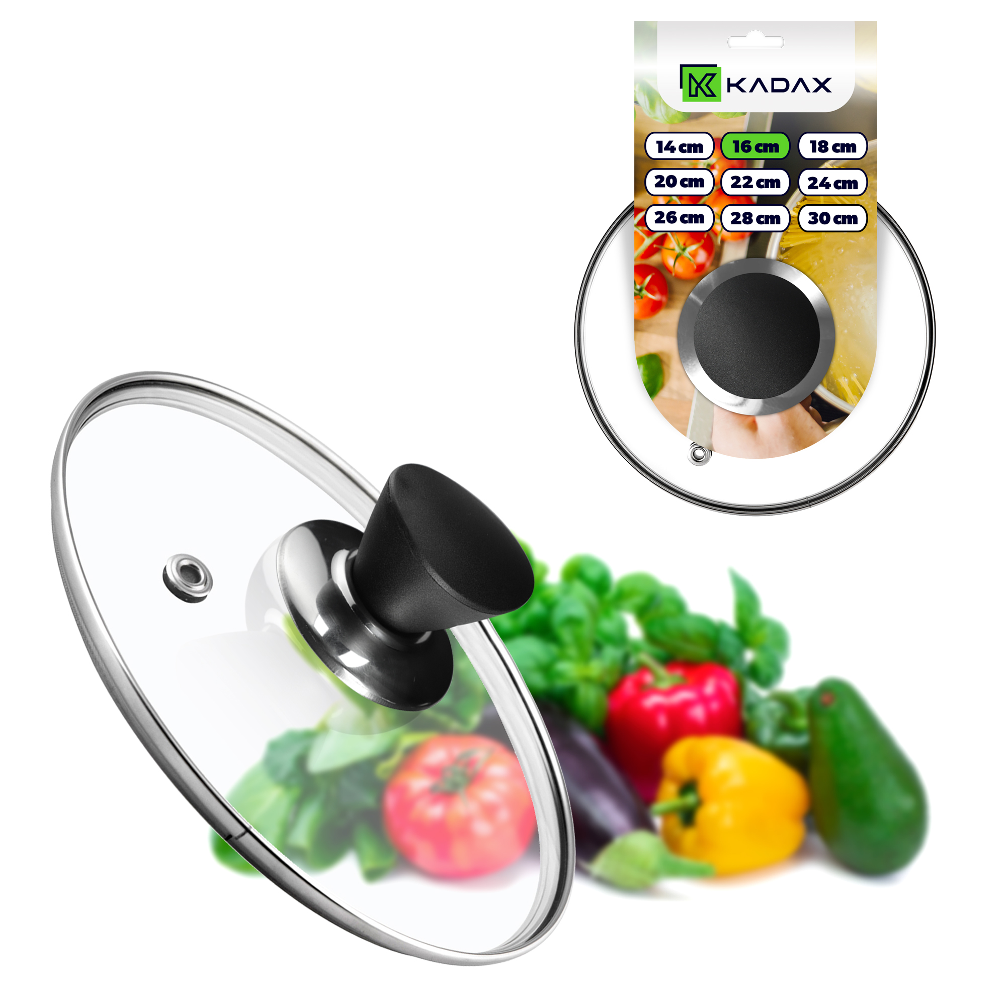 Pokrywa żaroodporna z czarnym uchwytem Taranto 16 cm