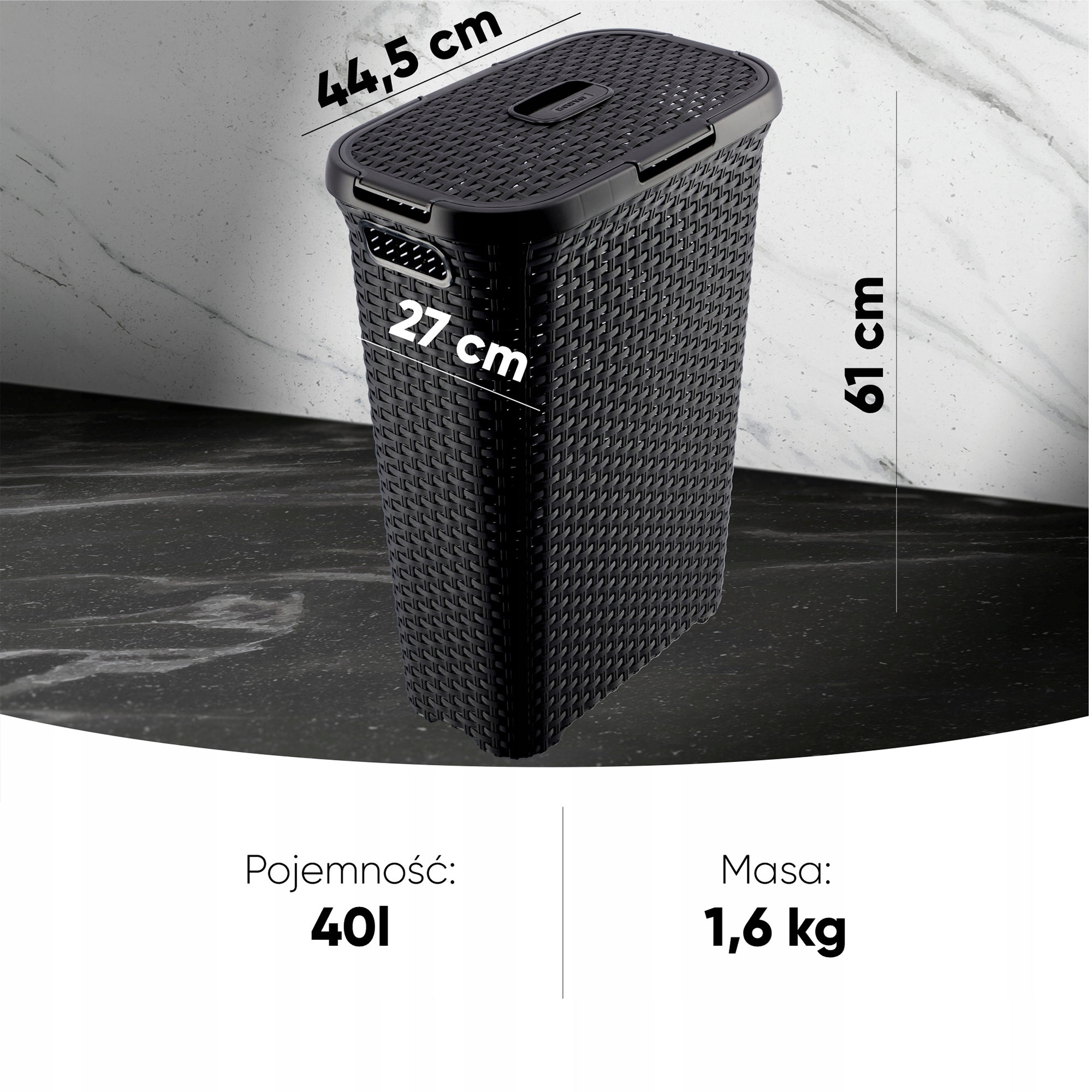 Kosz z pokrywą Curver Natural Style 40L ciemnoszary