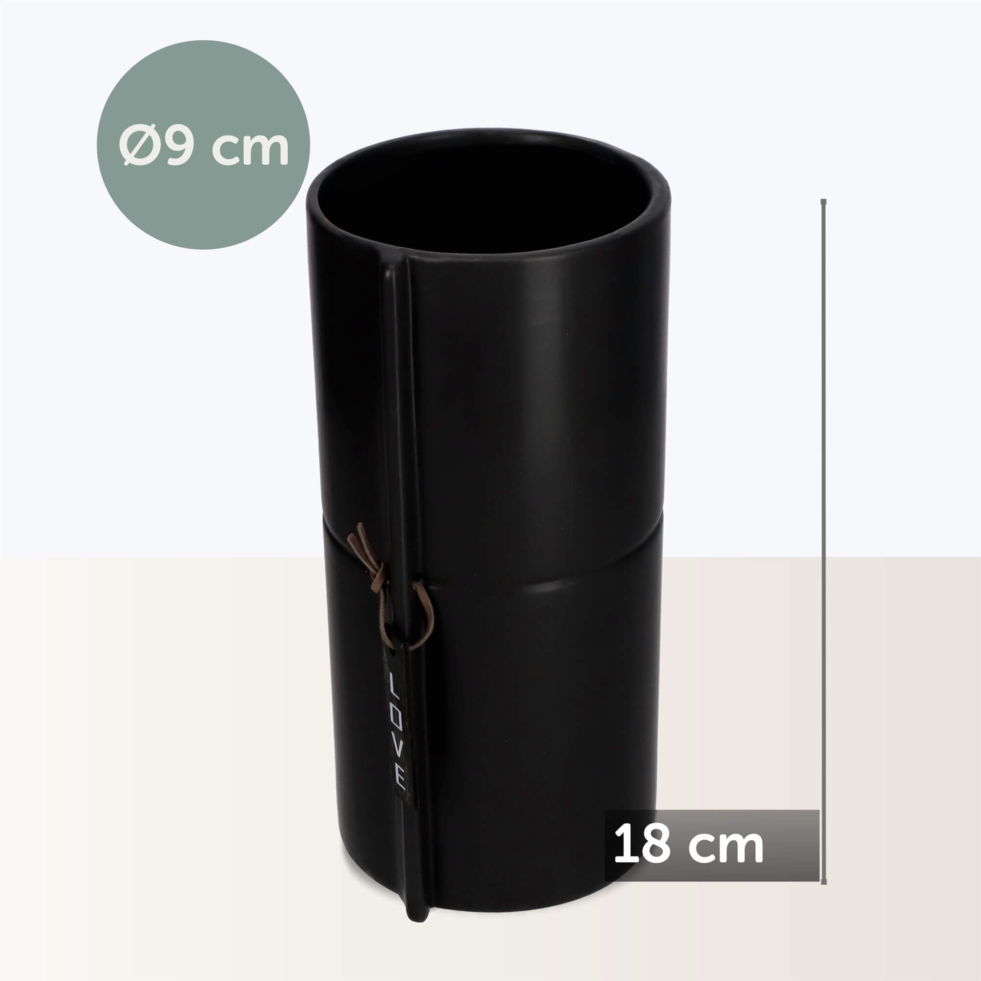 Osłonka ceramiczna Lemps na kwiaty 18 x 9 cm, czarna