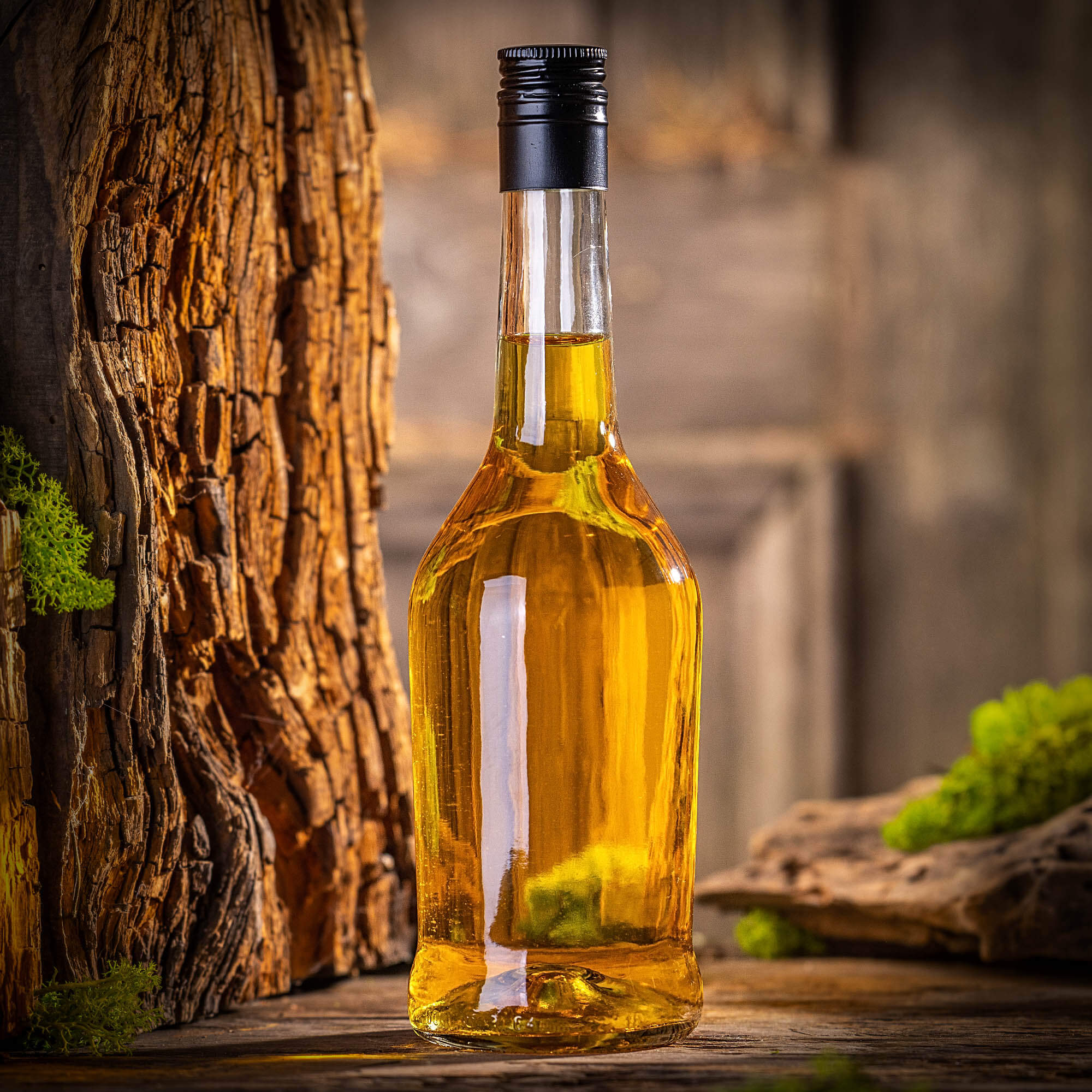 Szklana butelka na nalewkę Loiret 500ml z długą czarną zakrętką 5 szt.