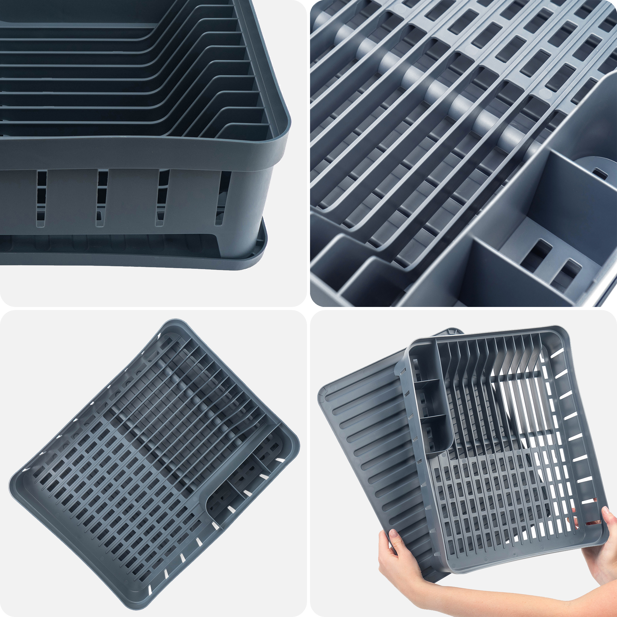 Suszarka do naczyń + mata Teppa ciemny szary