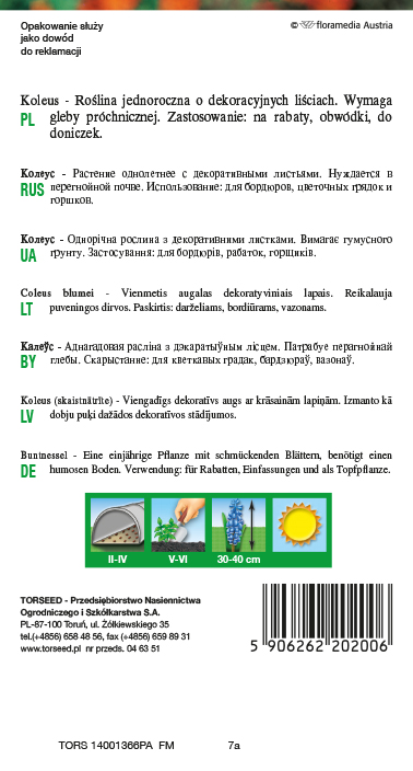 Koleus - Coleus blumei mieszanka 0,1g