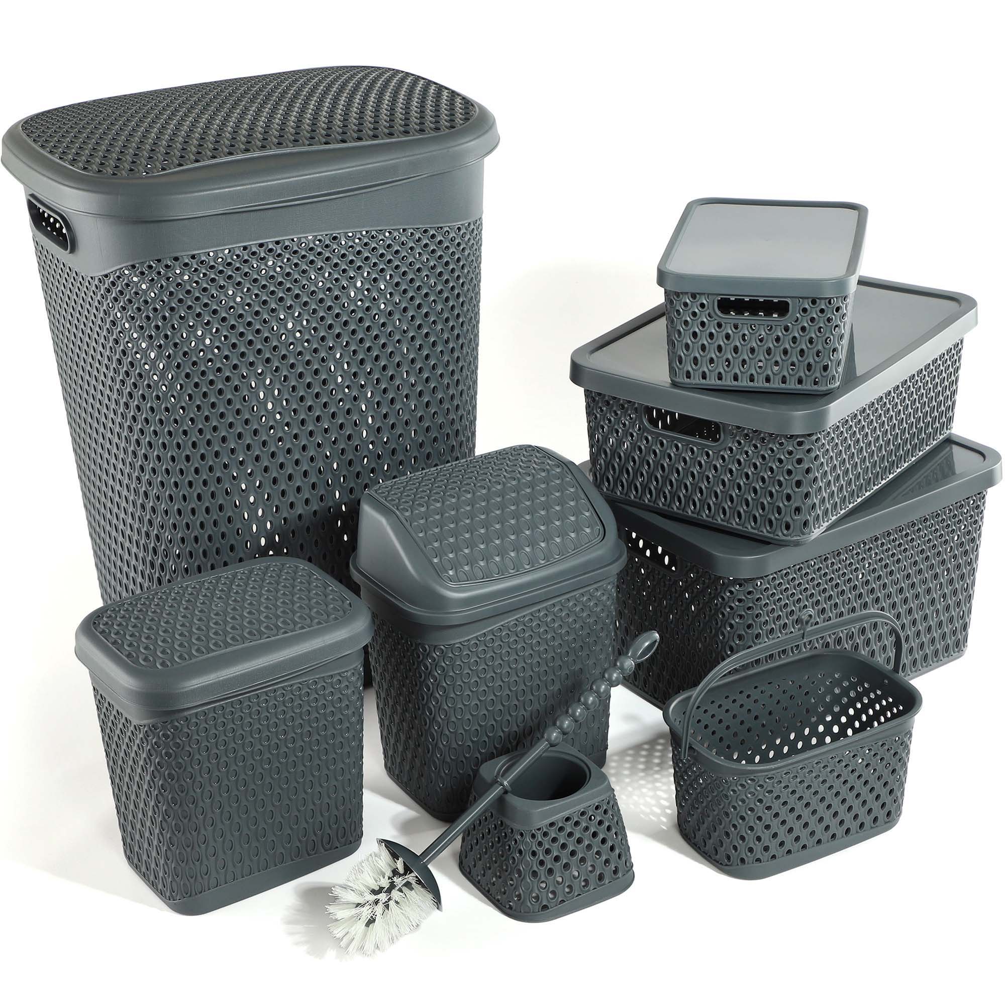 Koszyk z pokrywą do przechowywania Pau 18L szary