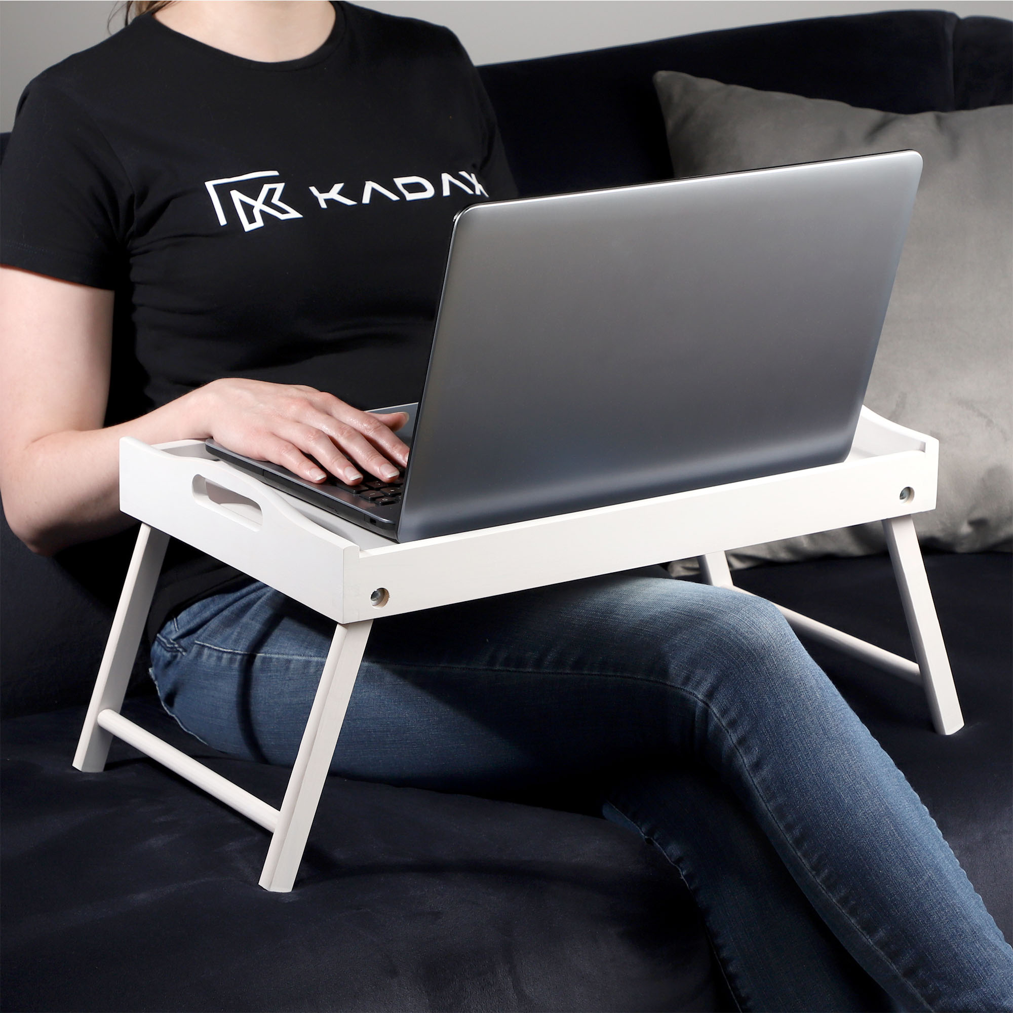 Stolik śniadaniowy Solia, pod laptopa, 50 cm, biały
