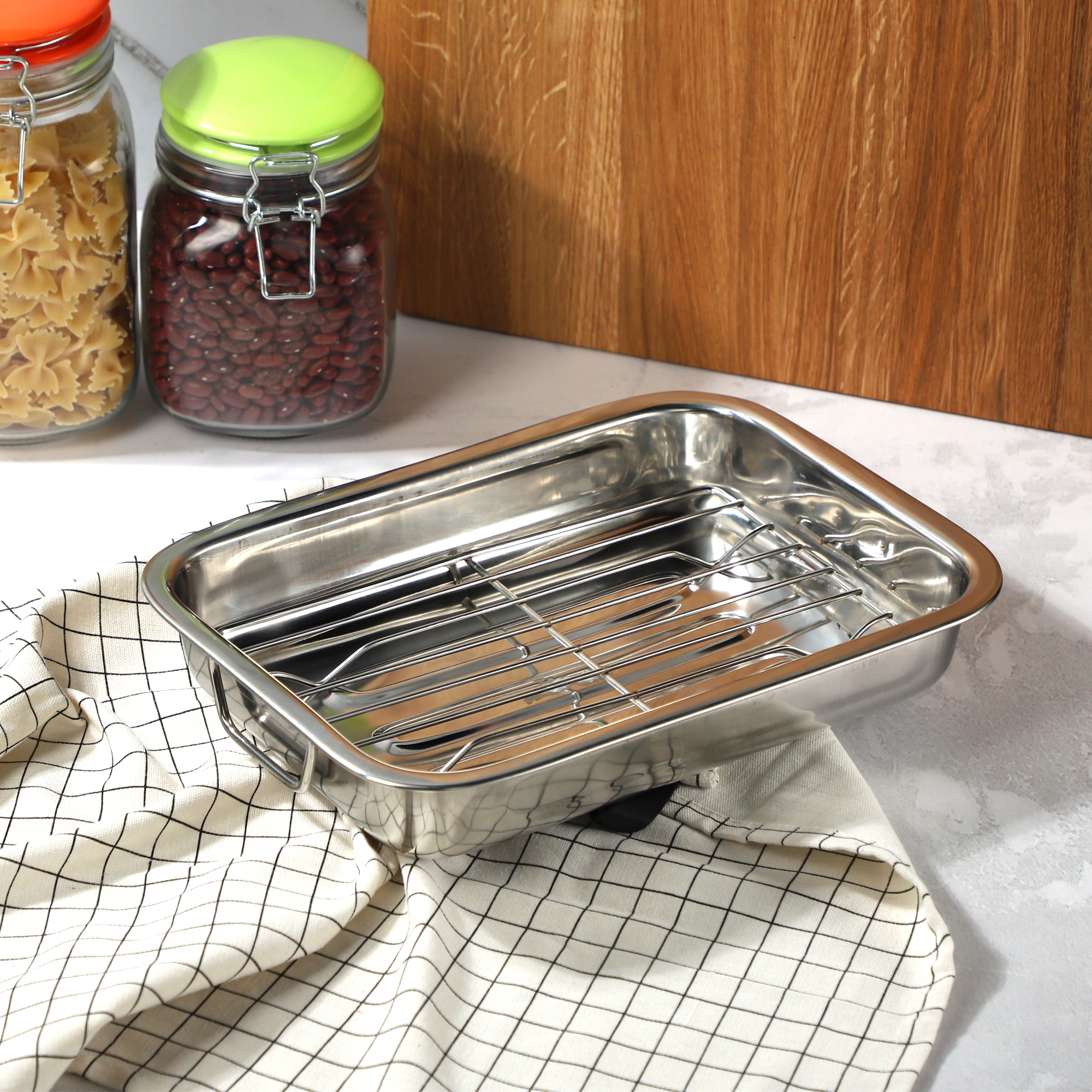 Brytfanny z rusztem 30 + 35 + 40 cm, srebrne