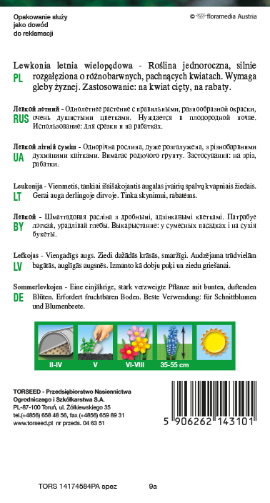 Lewkonia wielopędowa - Matthiola incana annua mieszanka 1g