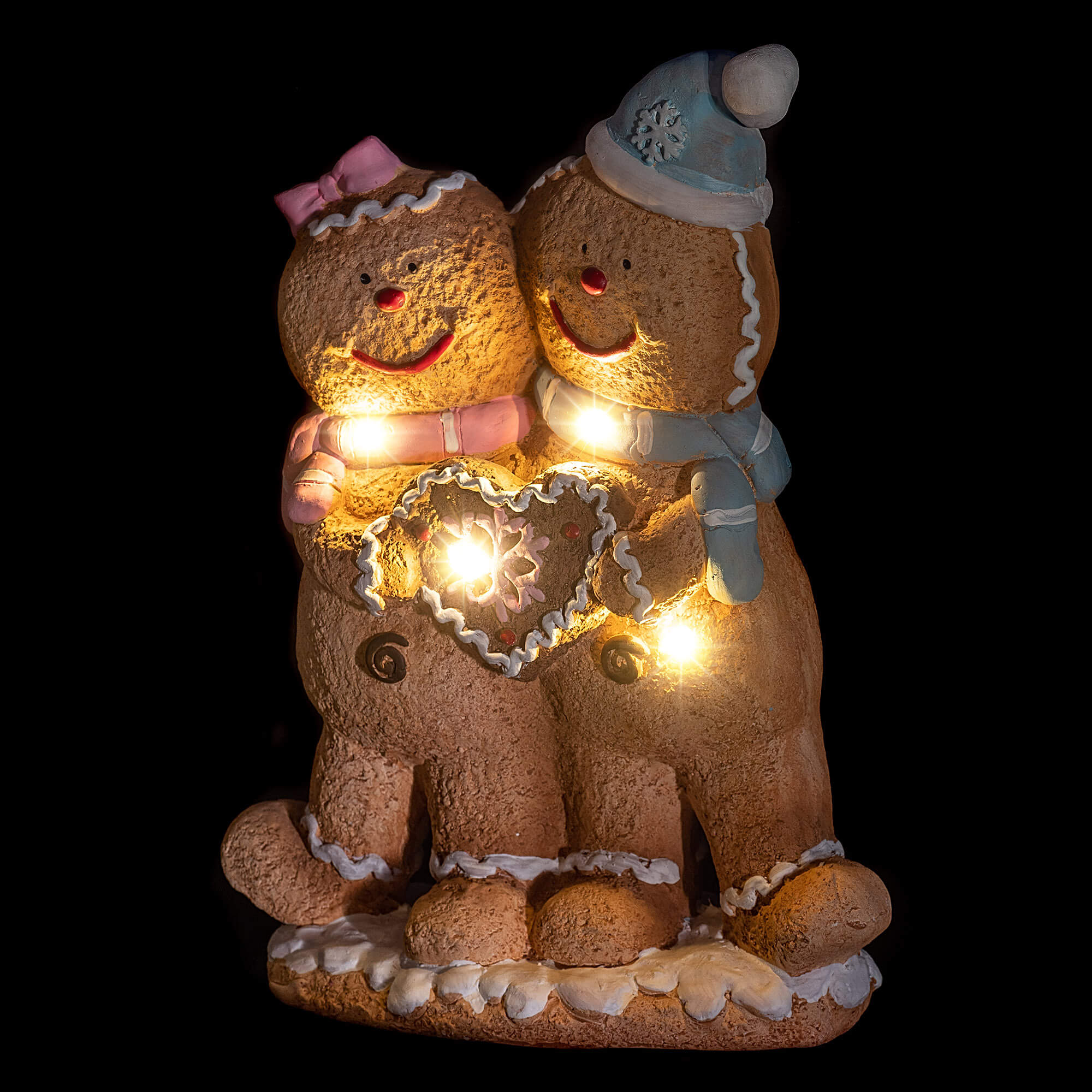 Figurka bożonarodzeniowa LED Aliud chłopiec i dziewczynka piernik