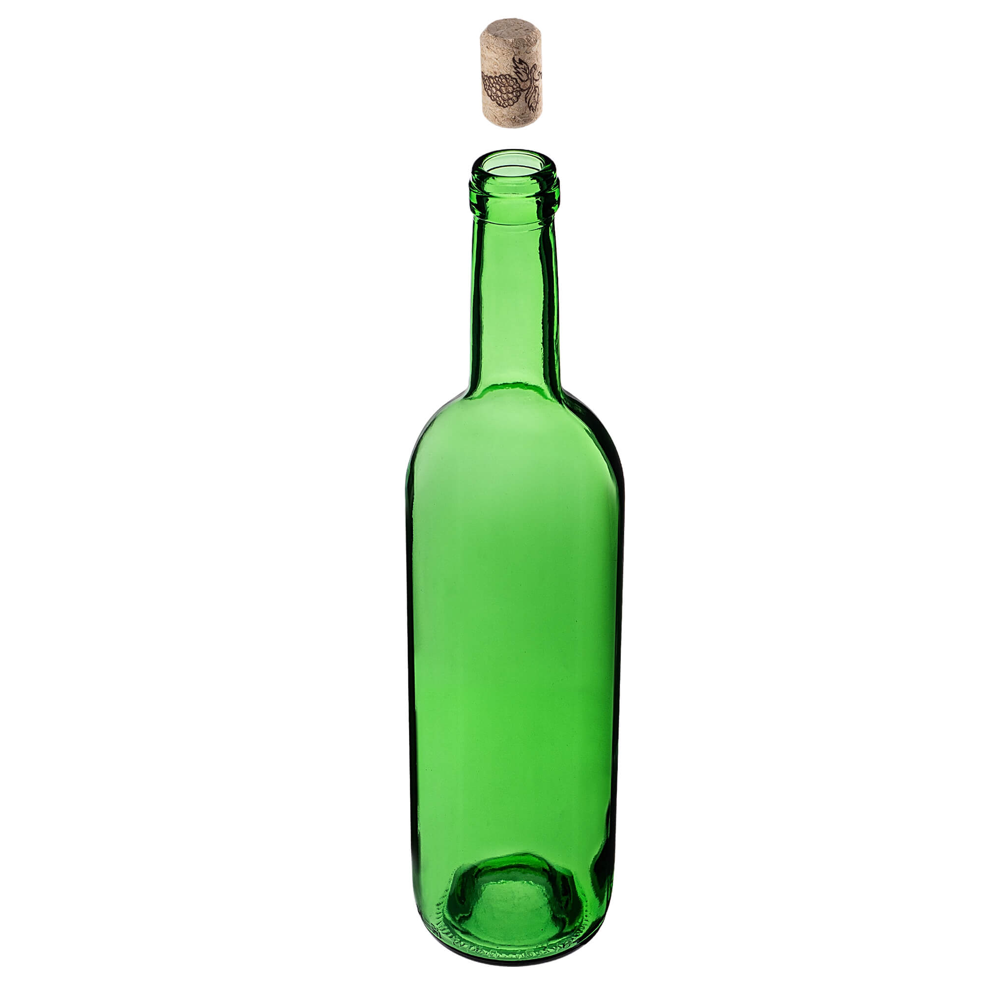Butelka na wino Biagio 750ml zielona z korkiem aglomerowanym 30 szt.