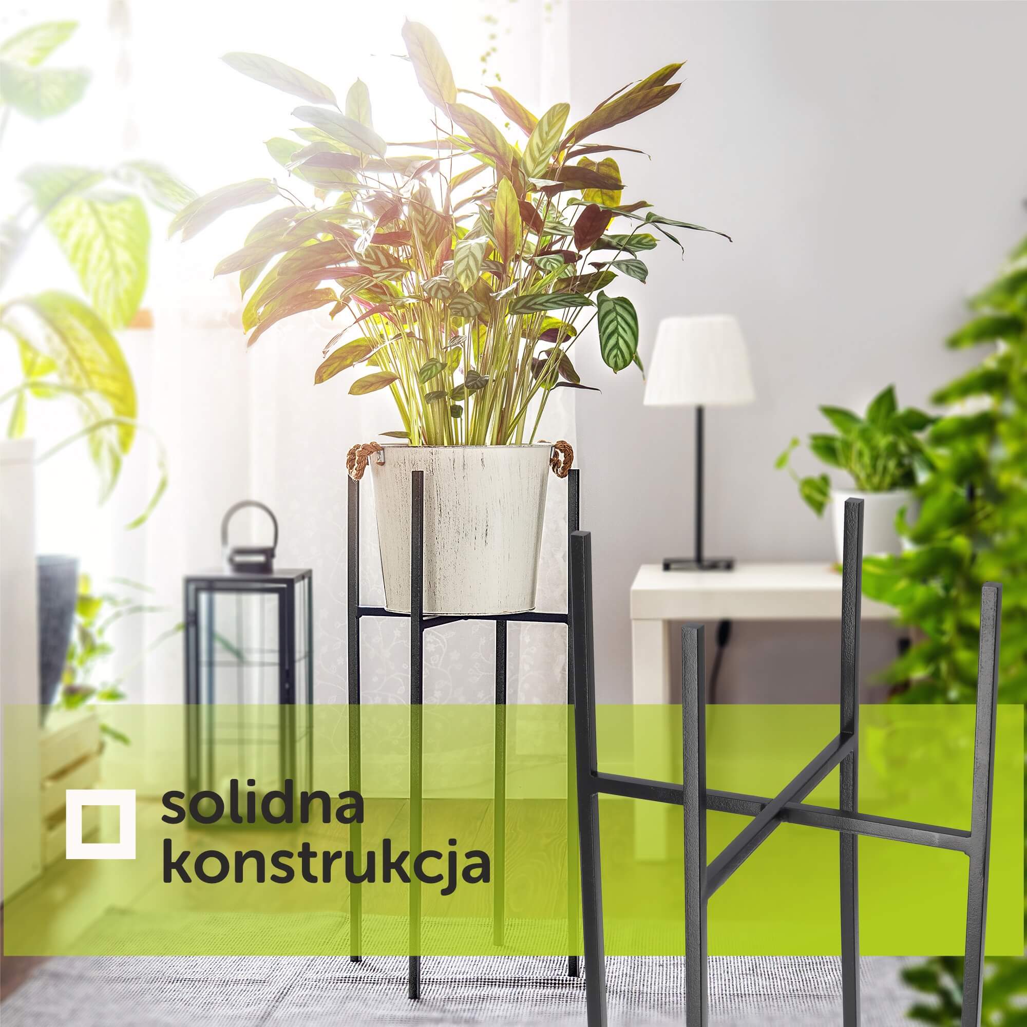 Kwietnik stojący stalowy Sabatini 67 x 29 cm, czarny