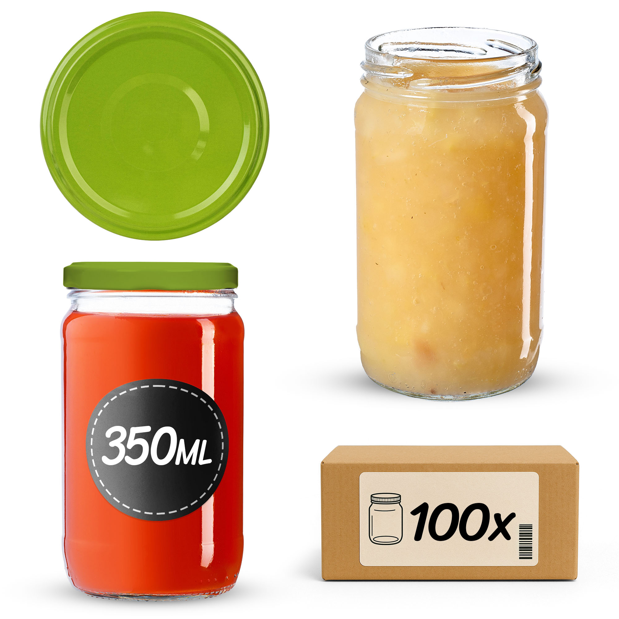 Słoiki na przetwory Gera 350ml fi66mm 100szt + wieczko Jasna zieleń
