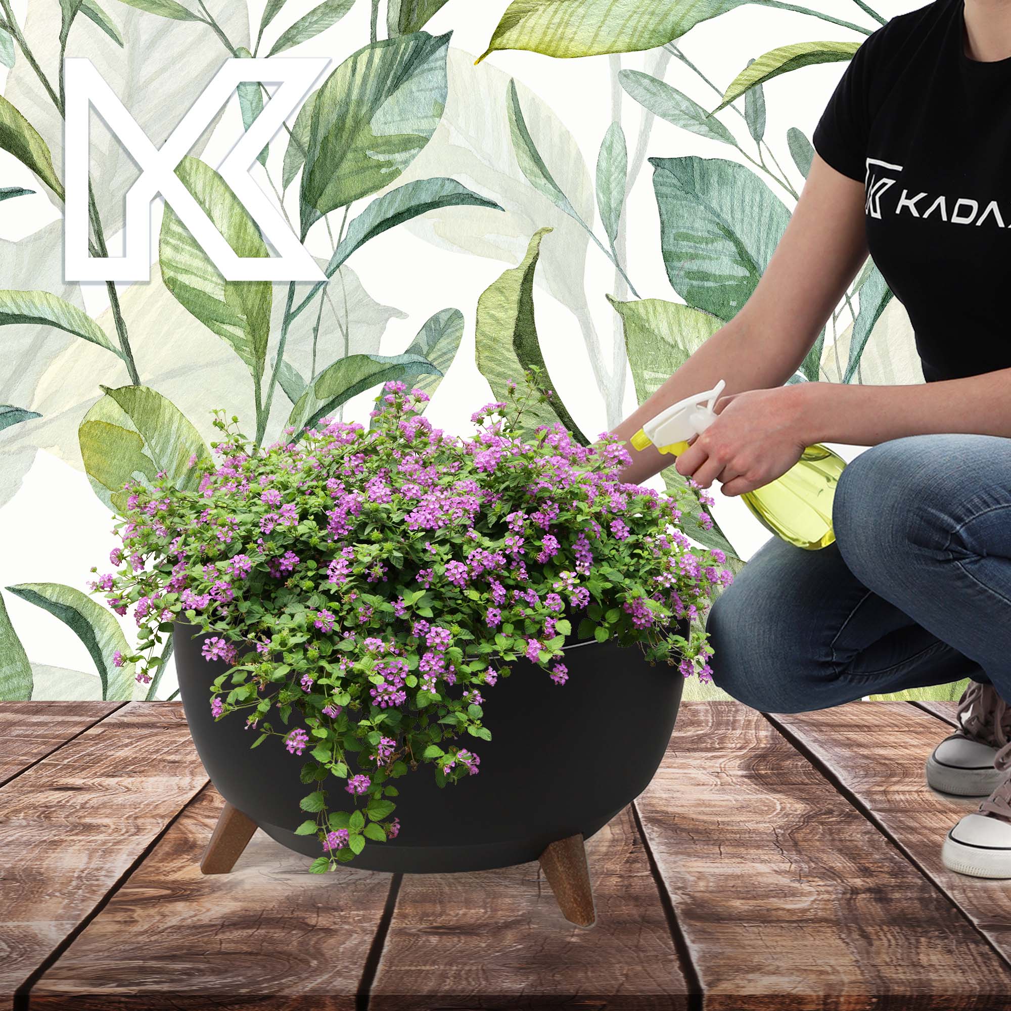 Misa na kwiaty z nóżkami Luri 47 cm, czarny