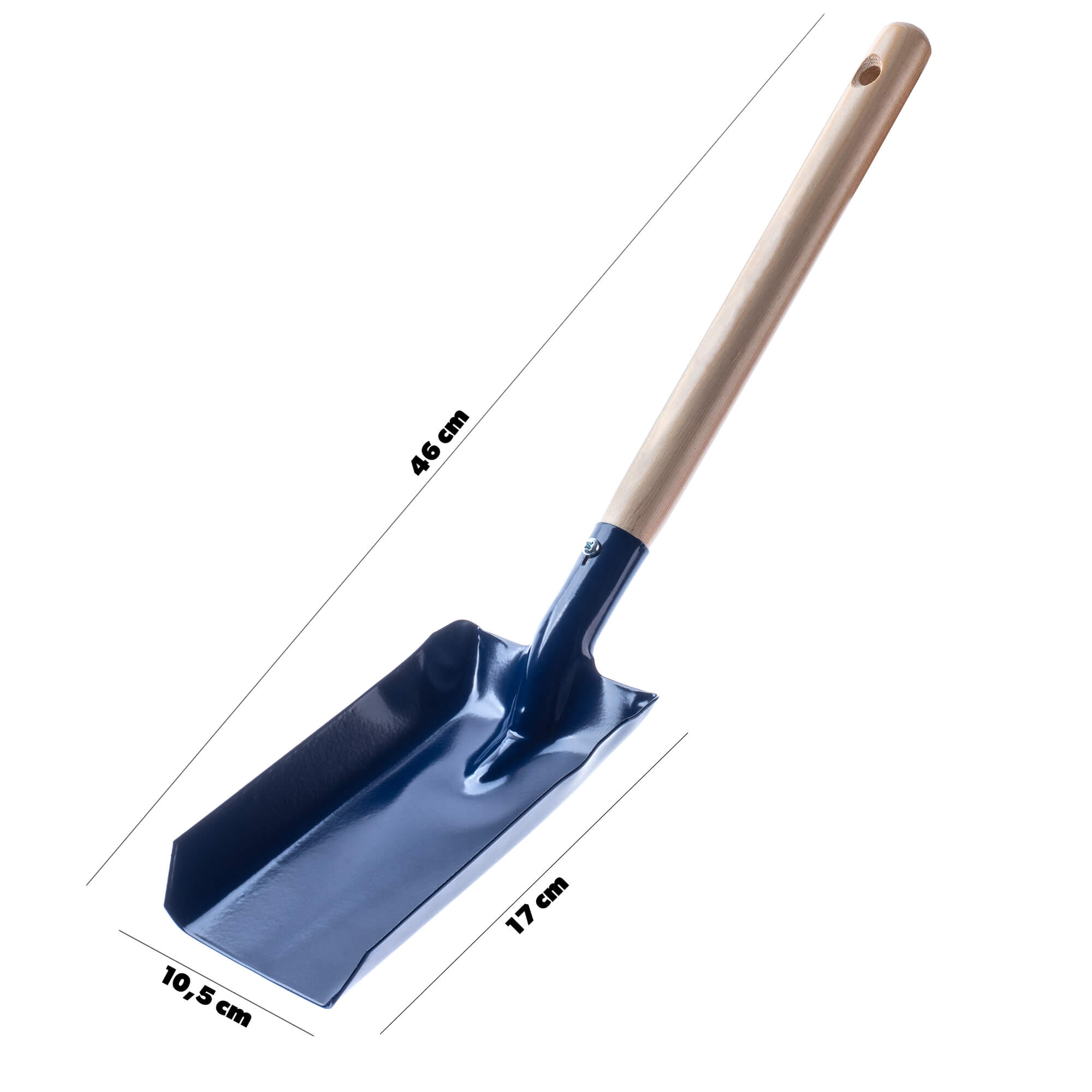 Stalowa łopatka do popiołu Horn 46 cm, niebieska