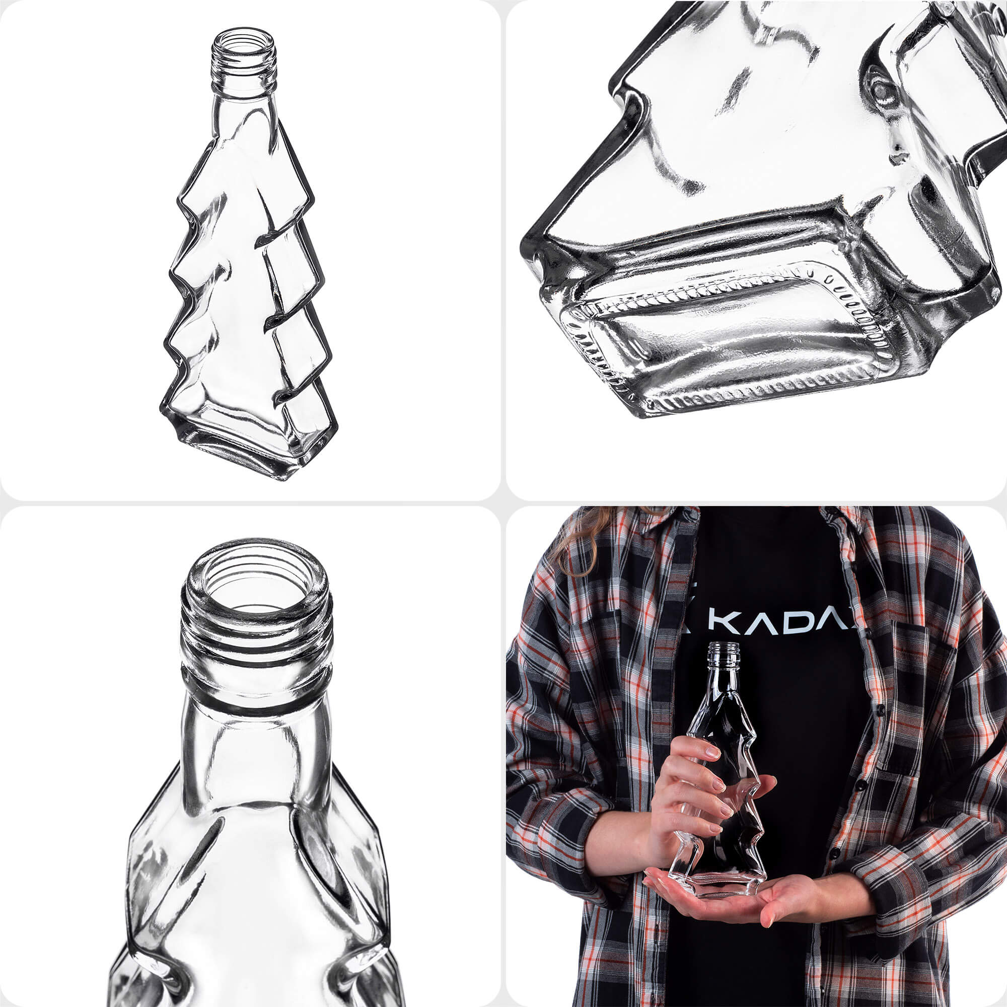 Szklana butelka choinka Enna 200ml z białą zakrętką 1 szt.