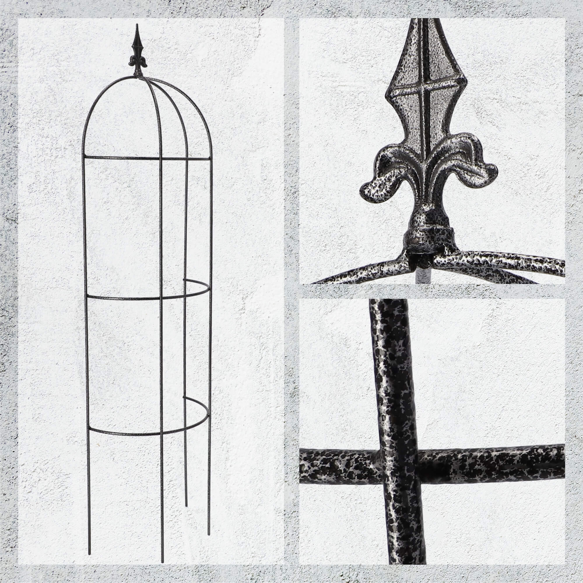 Obelisk ogrodowy na kwiaty metalowy 35 x 120 cm