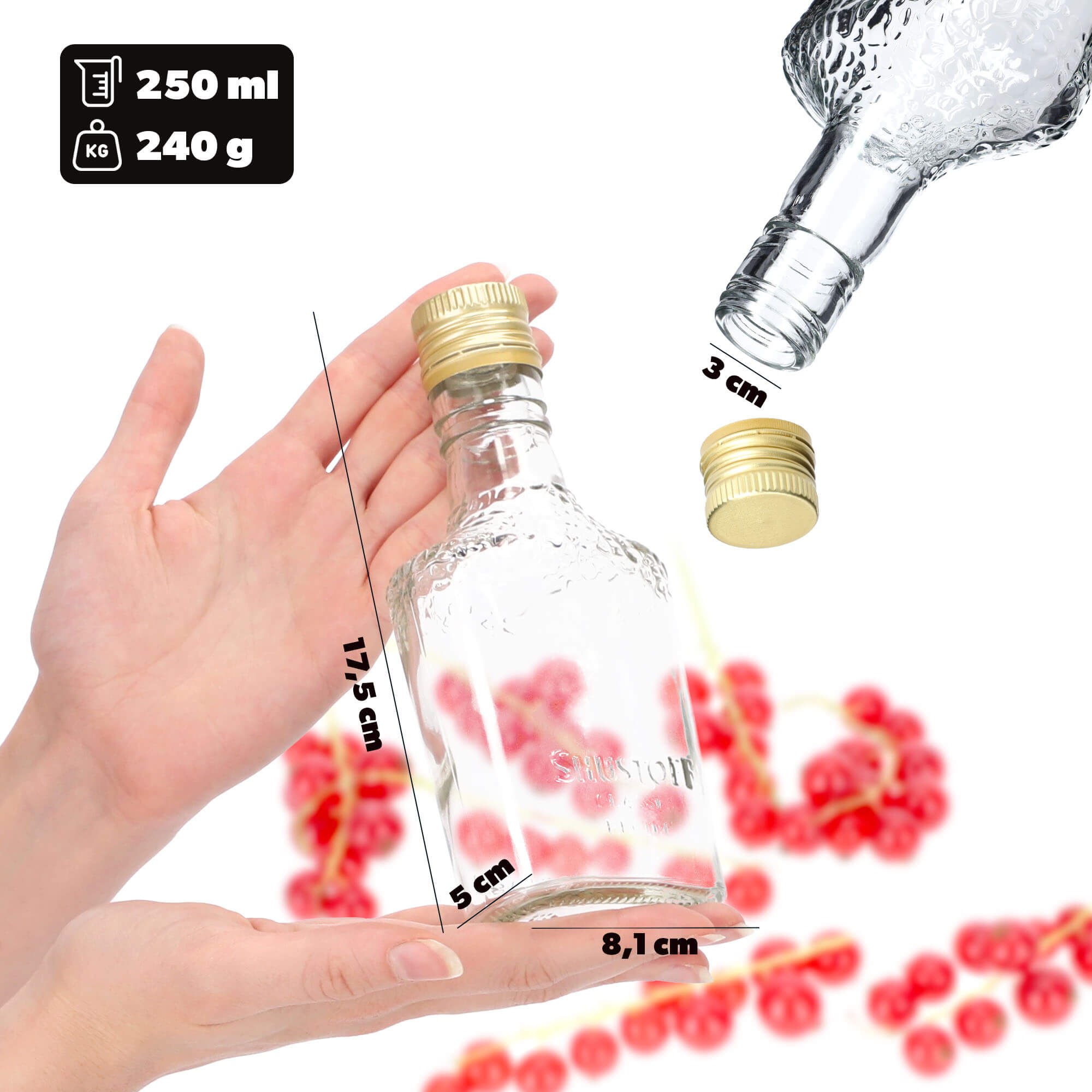 Szklana butelka z zakrętka Rumo 250 ml
