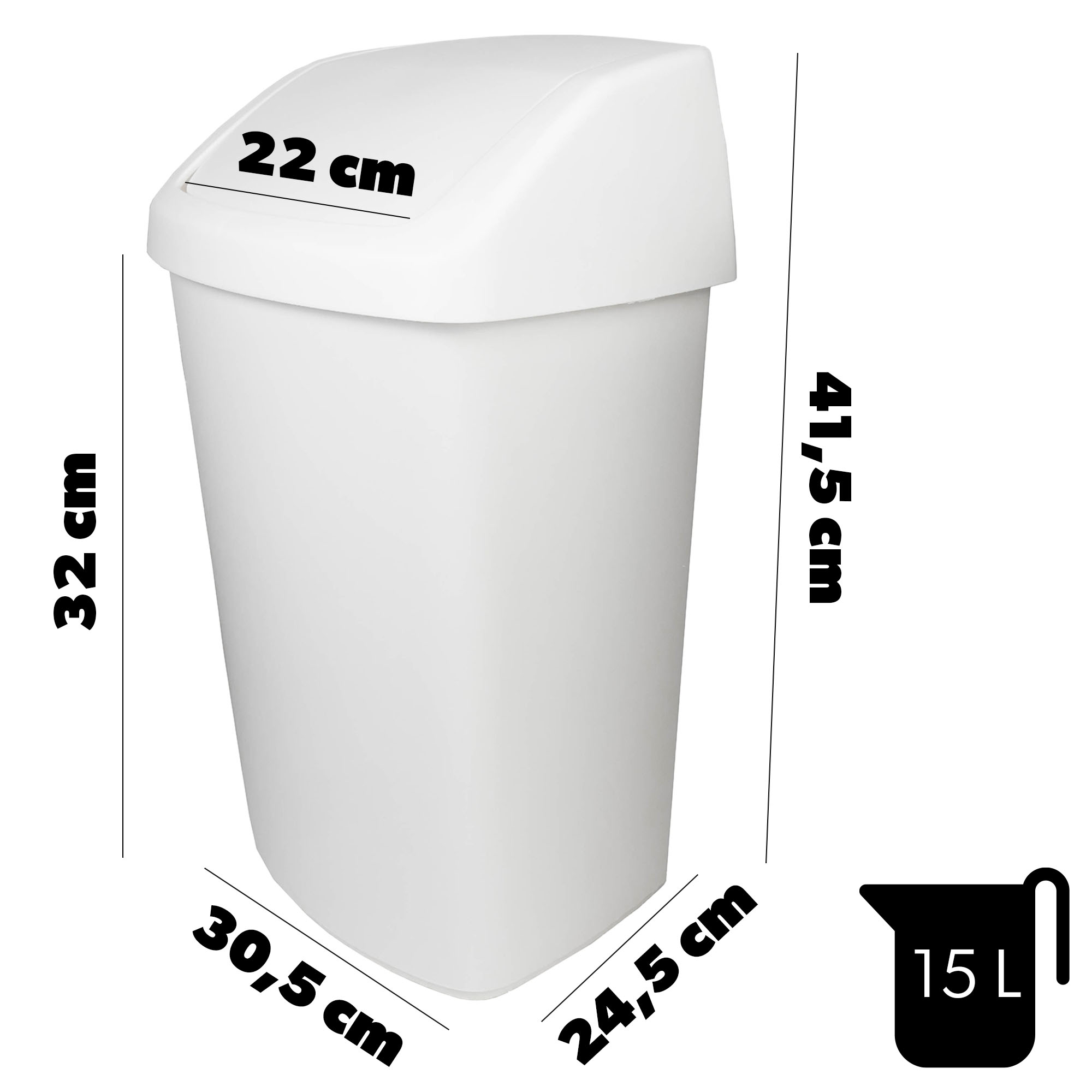 Kosz na śmieci Curver Swing Top biały 15L