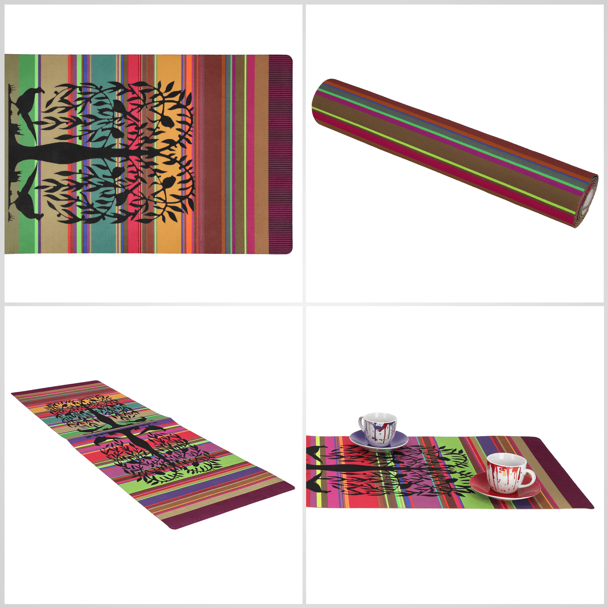 Bieżnik na stół Agello 94 x 32 cm, drzewko na kolorowym tle