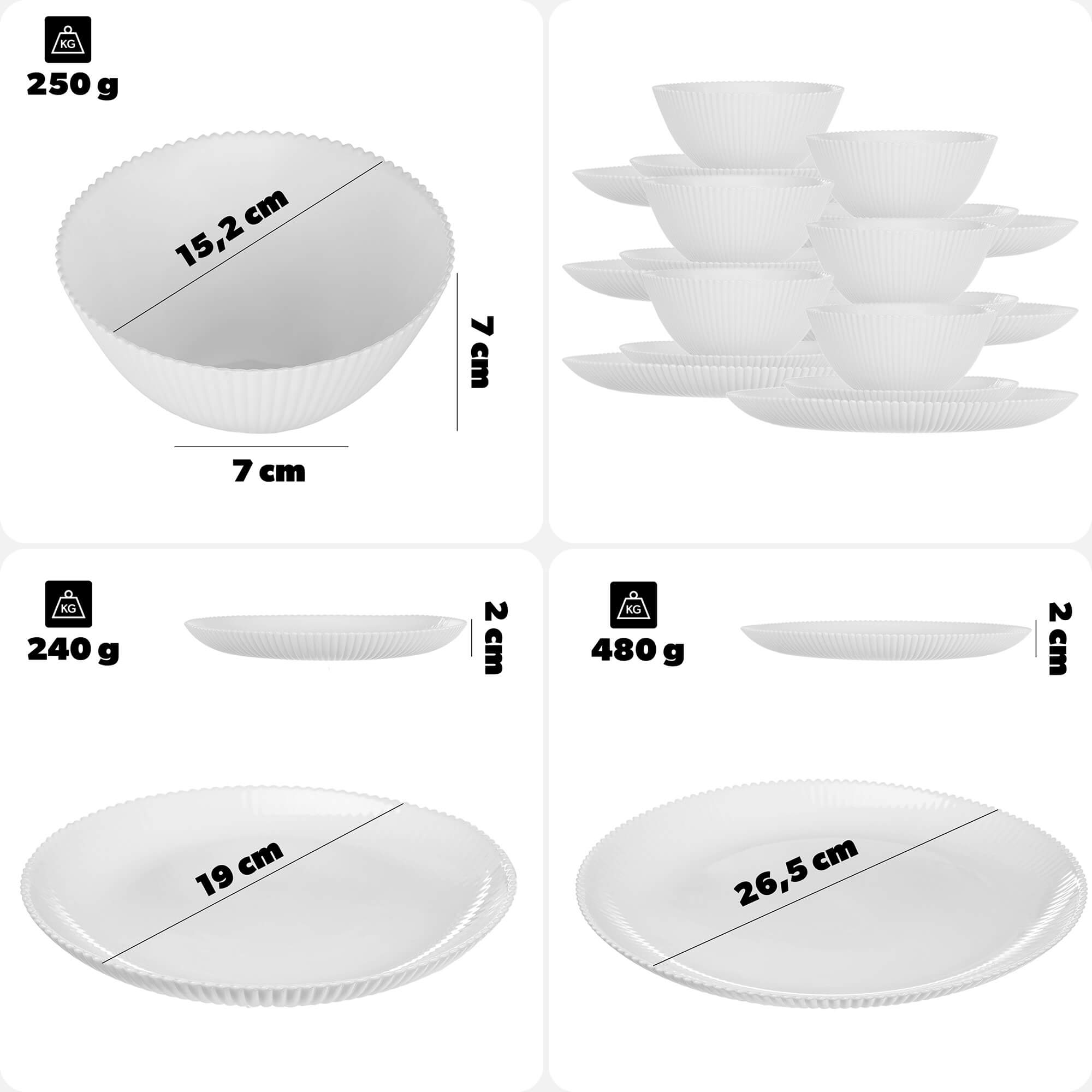 Zestaw obiadowy Regno biały 6 kompletów