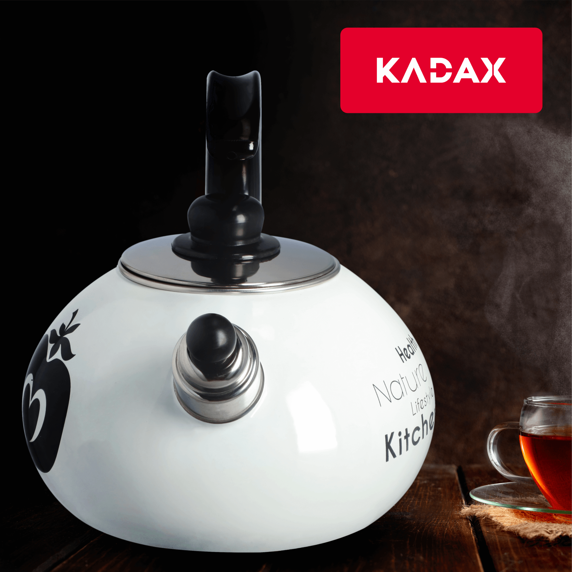 Czajnik emaliowany z gwizdkiem 2.2L, biały
