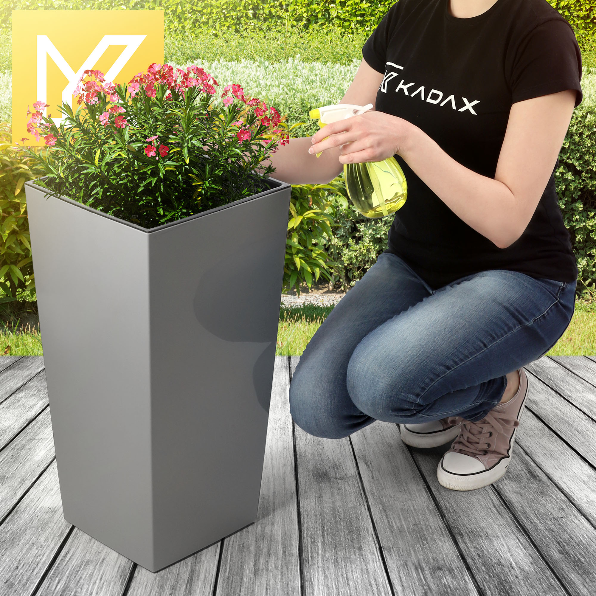 Donice na kwiaty z wkładem Masiera 25 cm + 30 cm + 35 cm, szare