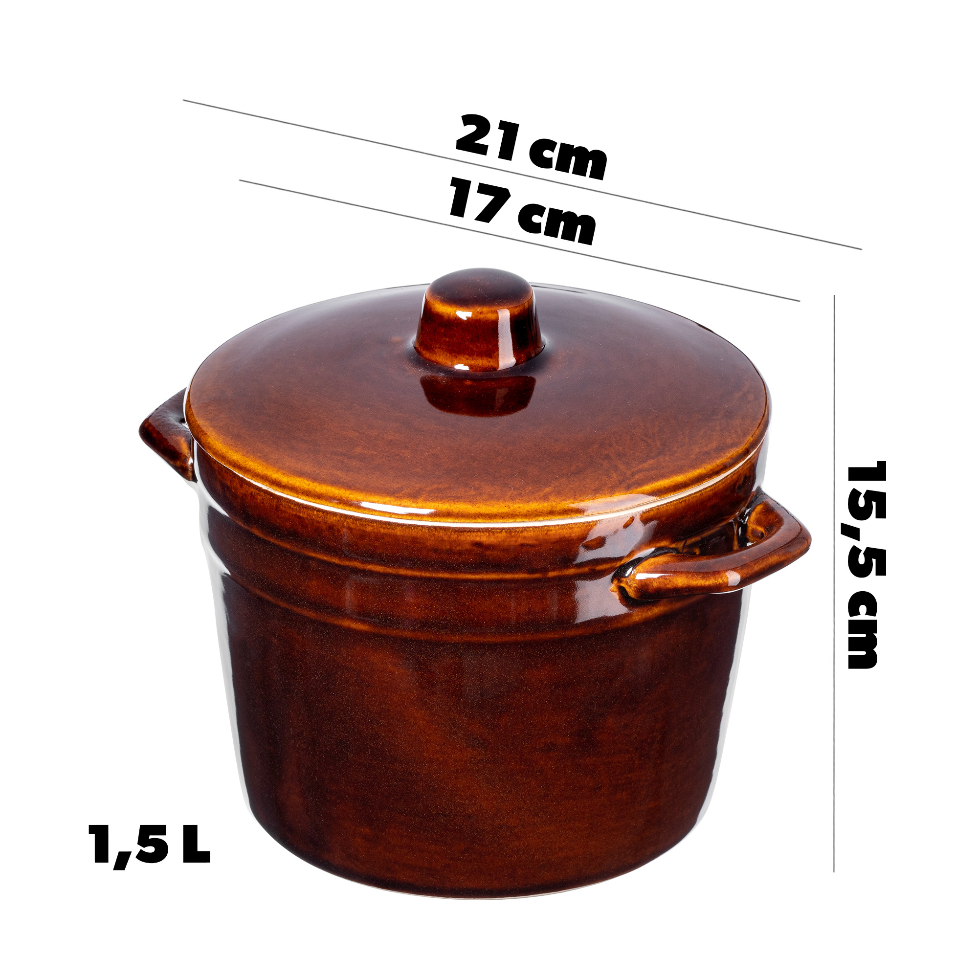 Garnek kamionkowy Athena 1.5L 15cm z pokrywką