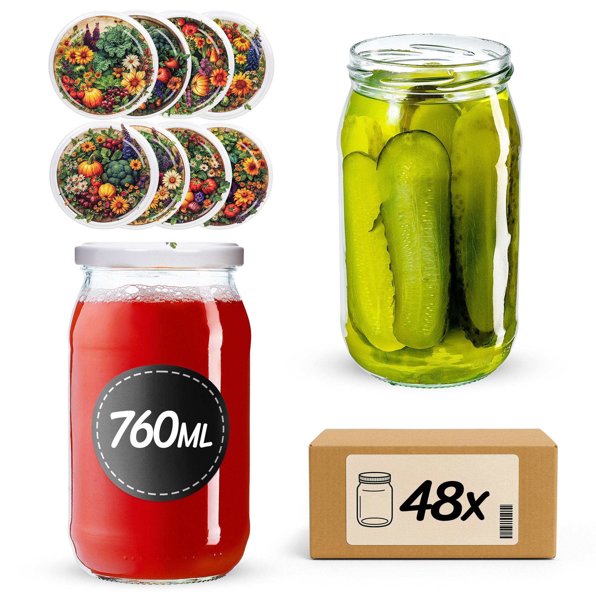 Słoiki na przetwory Niva 760ml fi82mm 48szt + wieczko Warzywny mix