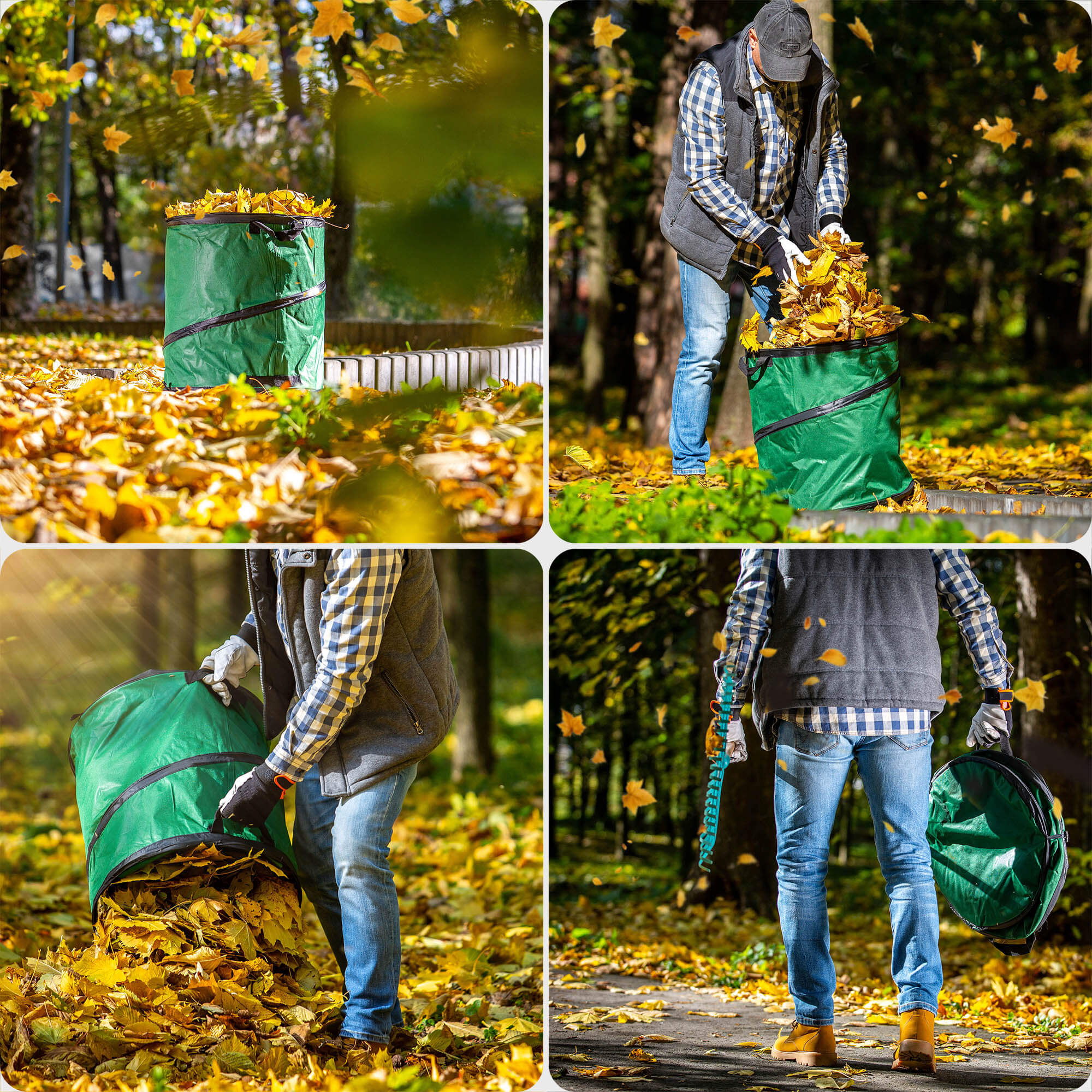 Składany kosz ogrodowy Vermenton 90L zielony