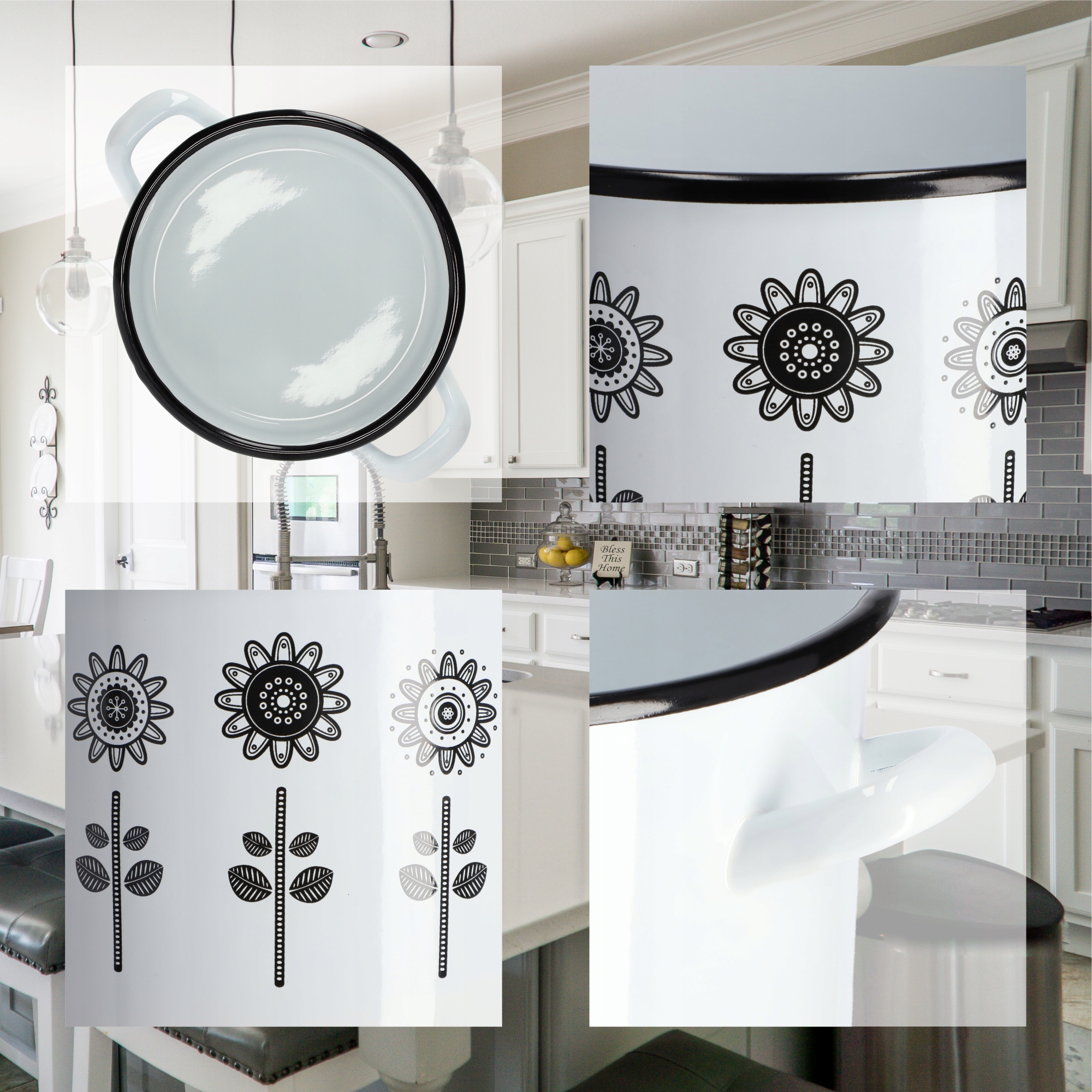 Garnek emaliowany wysoki 3.4L, biały