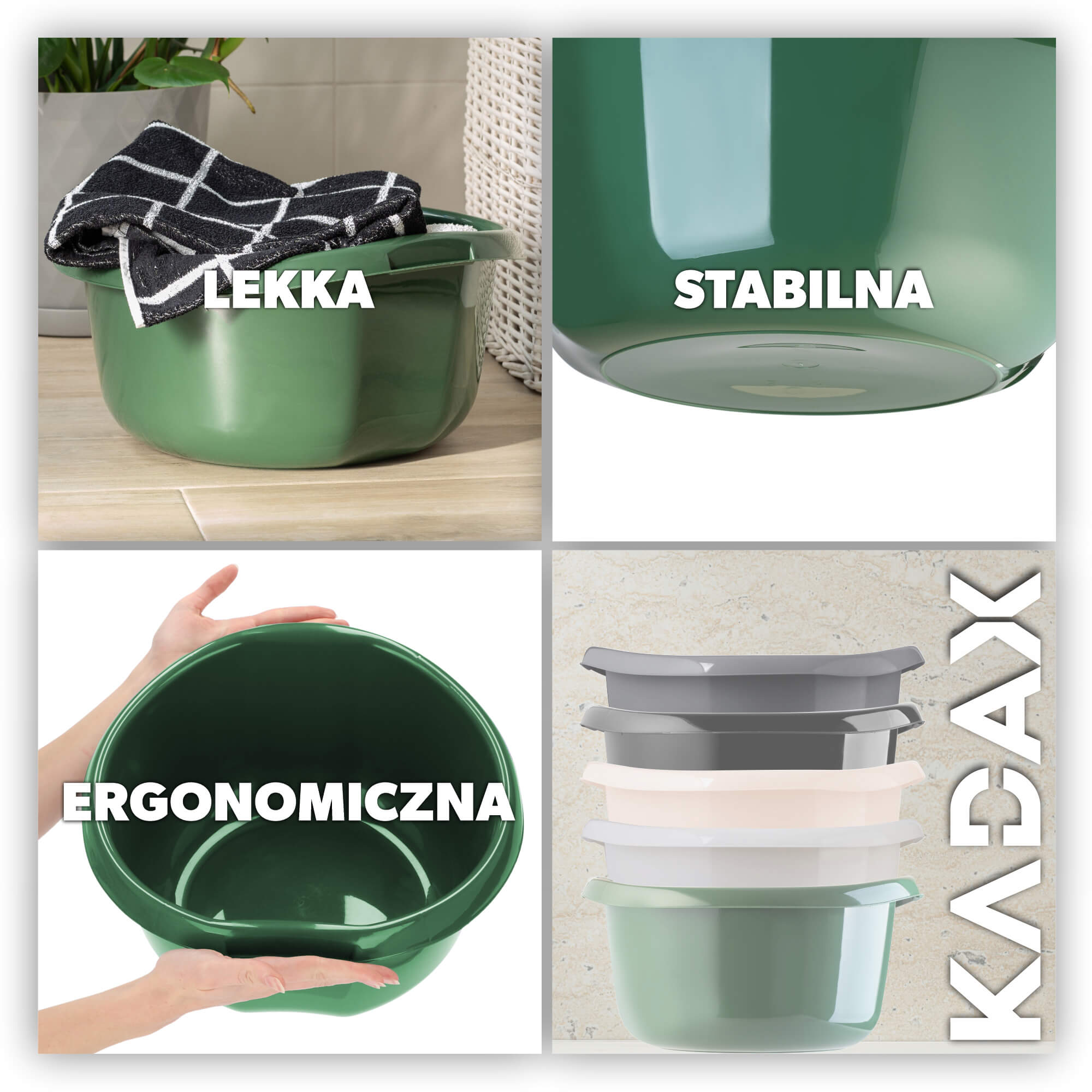 Miednica plastikowa z uchwytami 10L, zielona