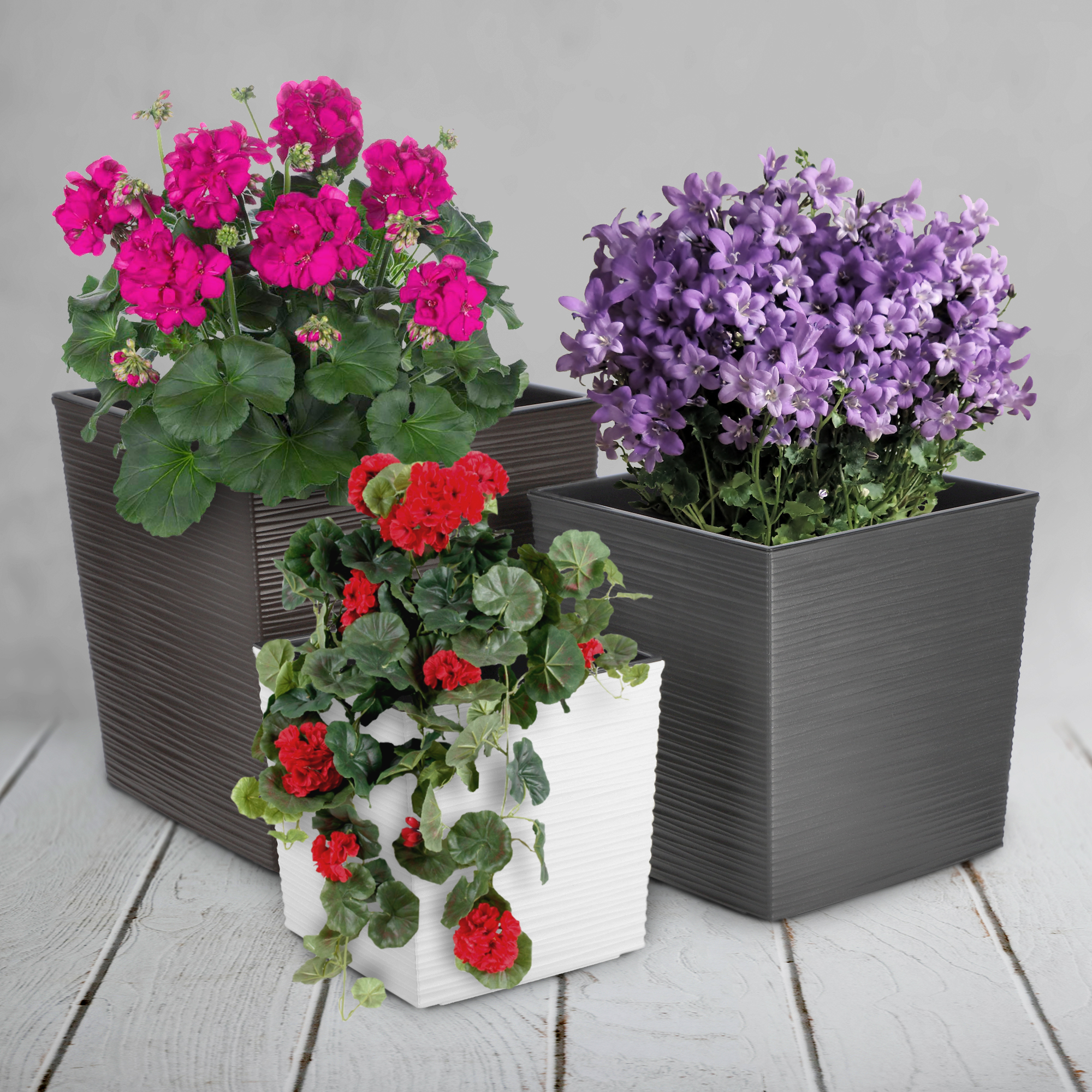 Donica na kwiaty z wkładem dłuto 19 cm, biała