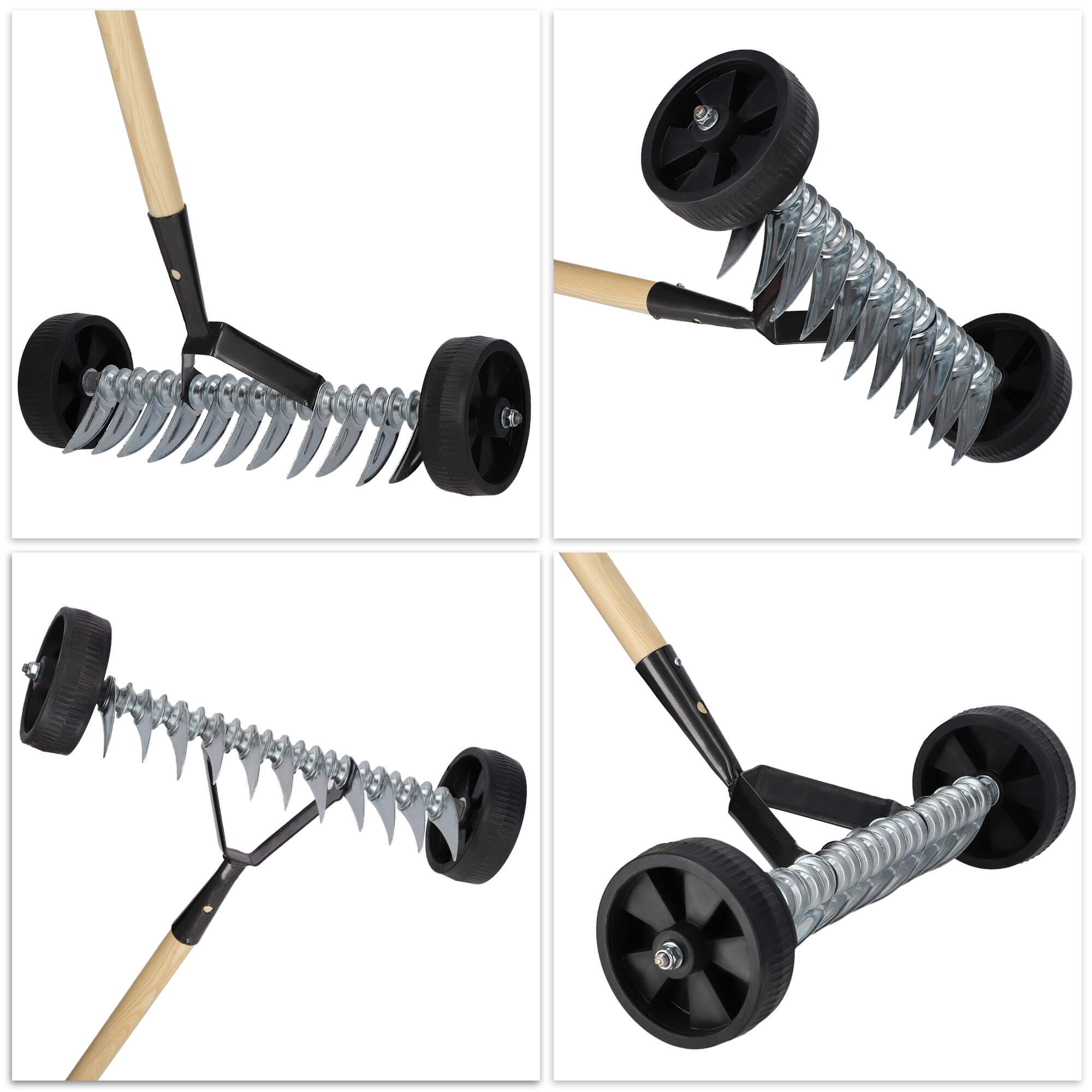 Aerator na kółkach 175 x 43 cm, srebrny