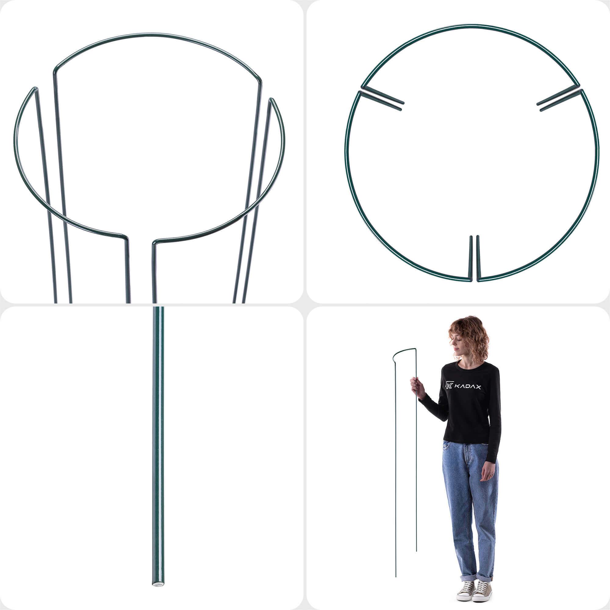 Podpora ogrodowa Mahet 1/3 koła 130 cm stalowa zielona 1 szt.