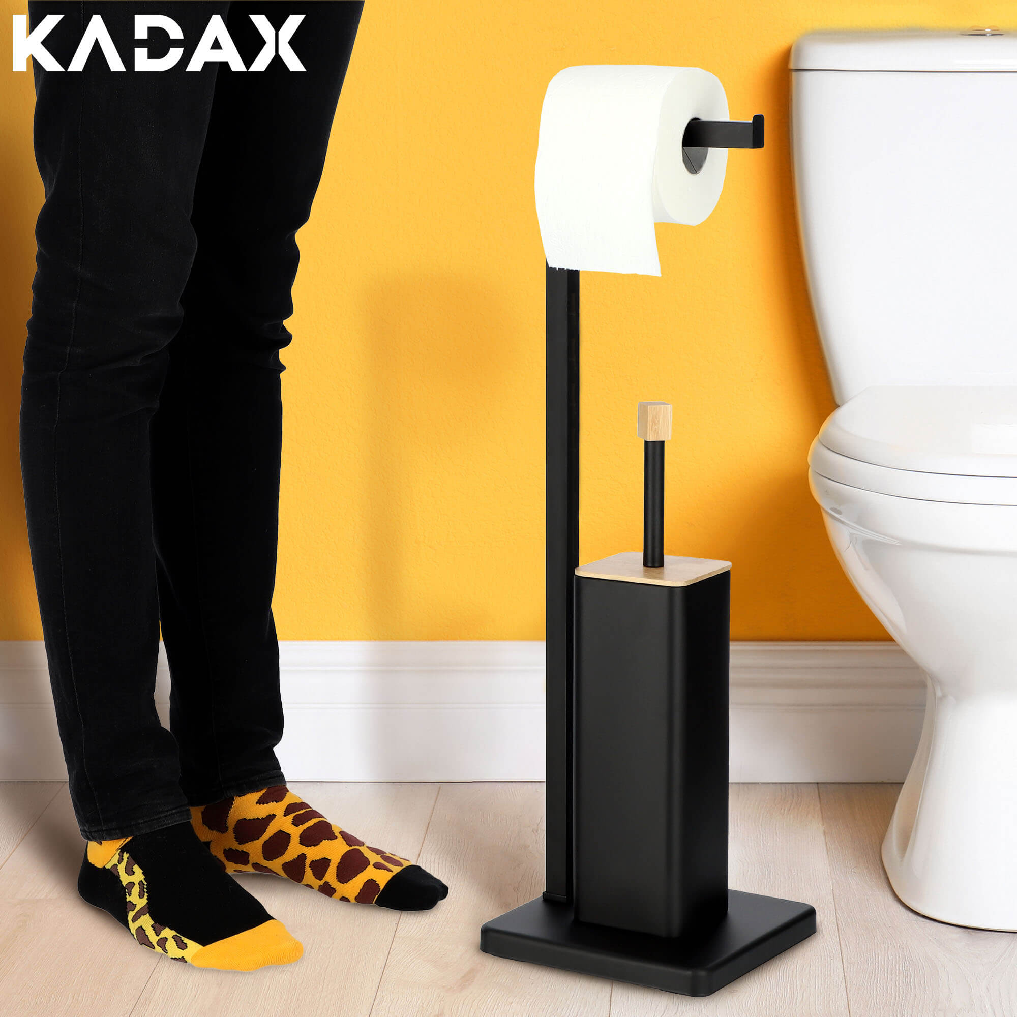 Zestaw łazienkowy Tapio stojak na papier toaletowy + szczotka do WC, czarny