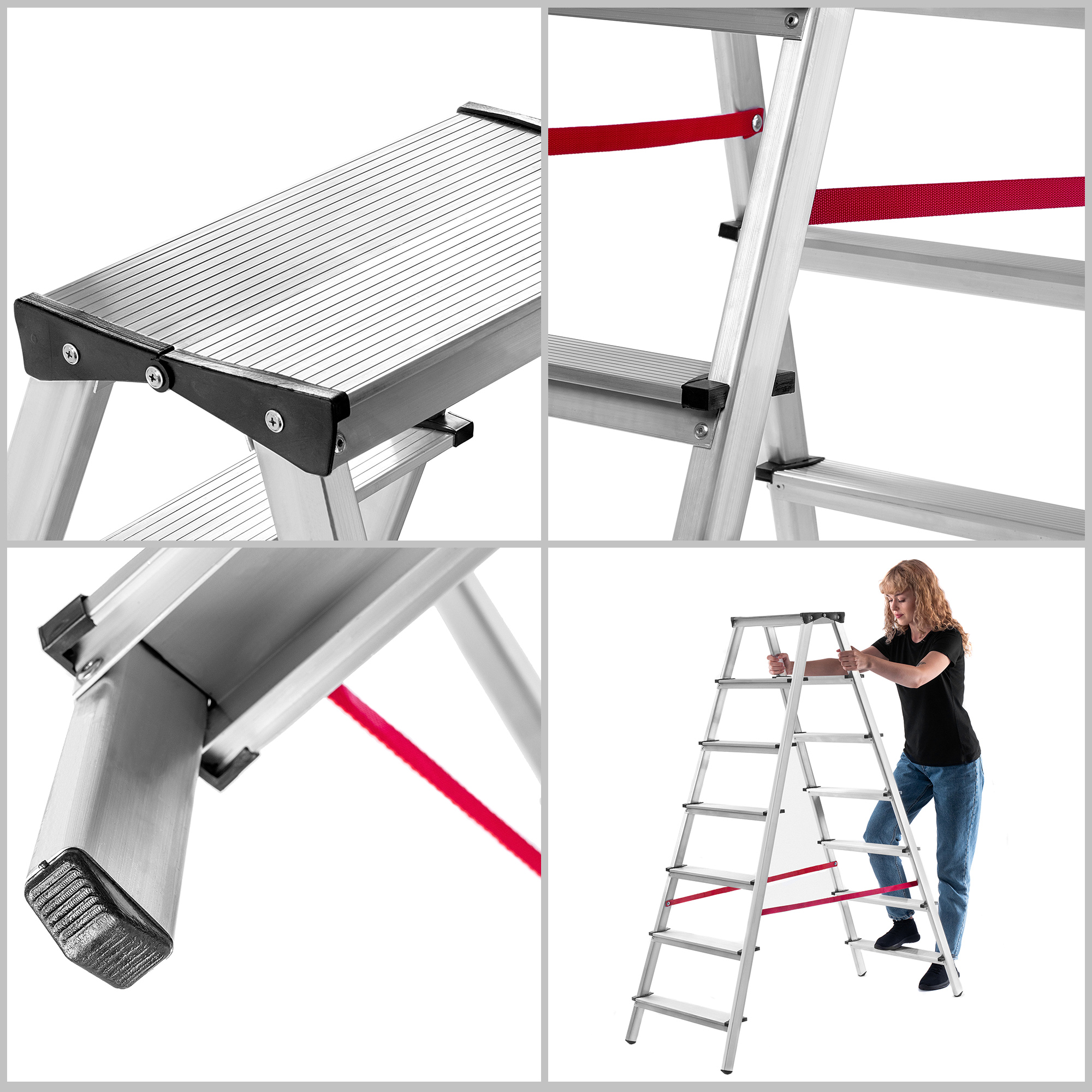 Drabina aluminiowa dwustronna Telti 7 stopni