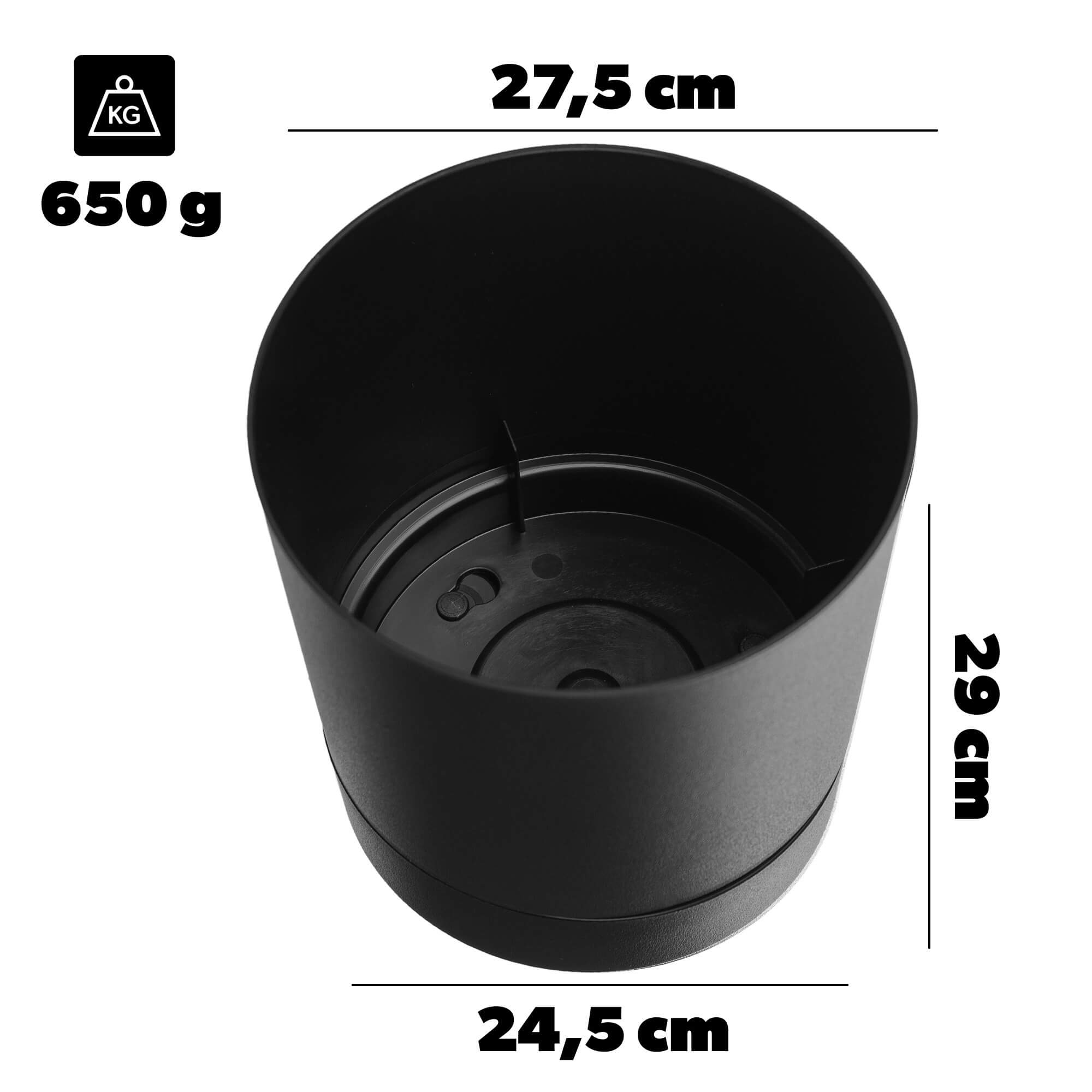Donica z podstawką Verri 27.5 cm czarna