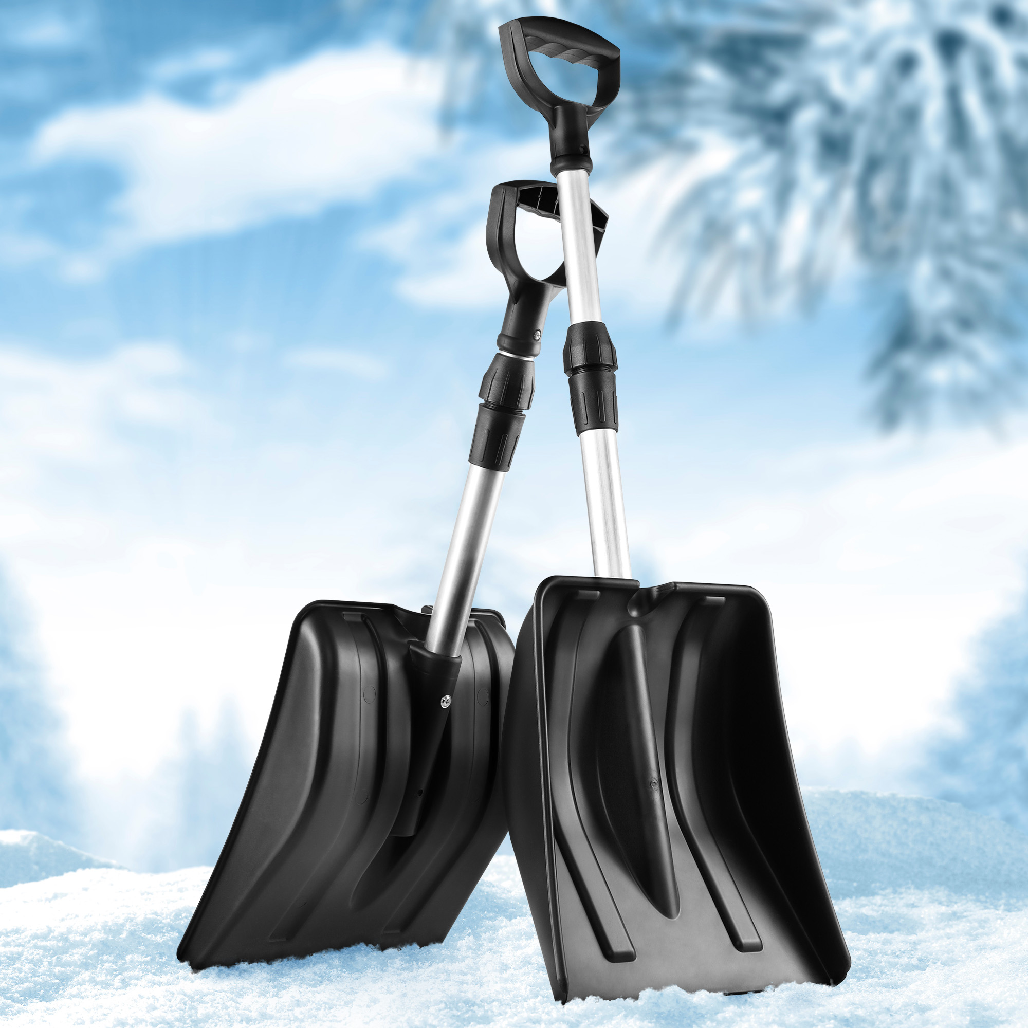 Zestaw do odśnieżania szufla czarna + saperka teleskopowa czarna