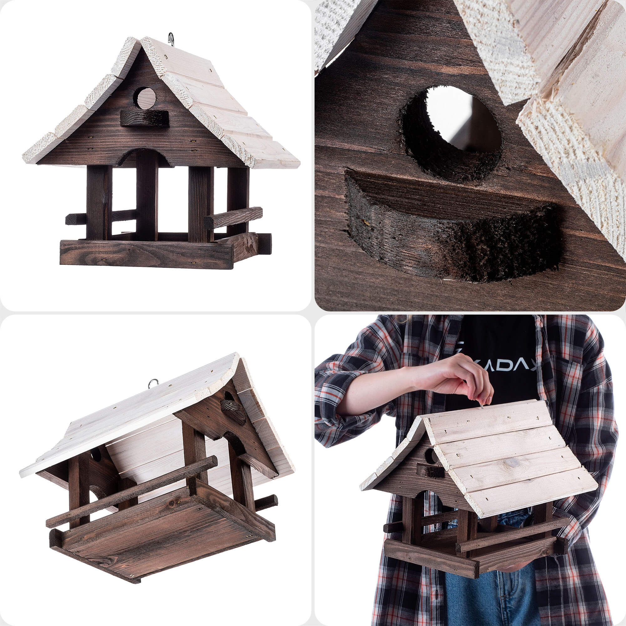 Karmnik dla ptaków Arbis domek 30 x 25 cm brązowo-biały