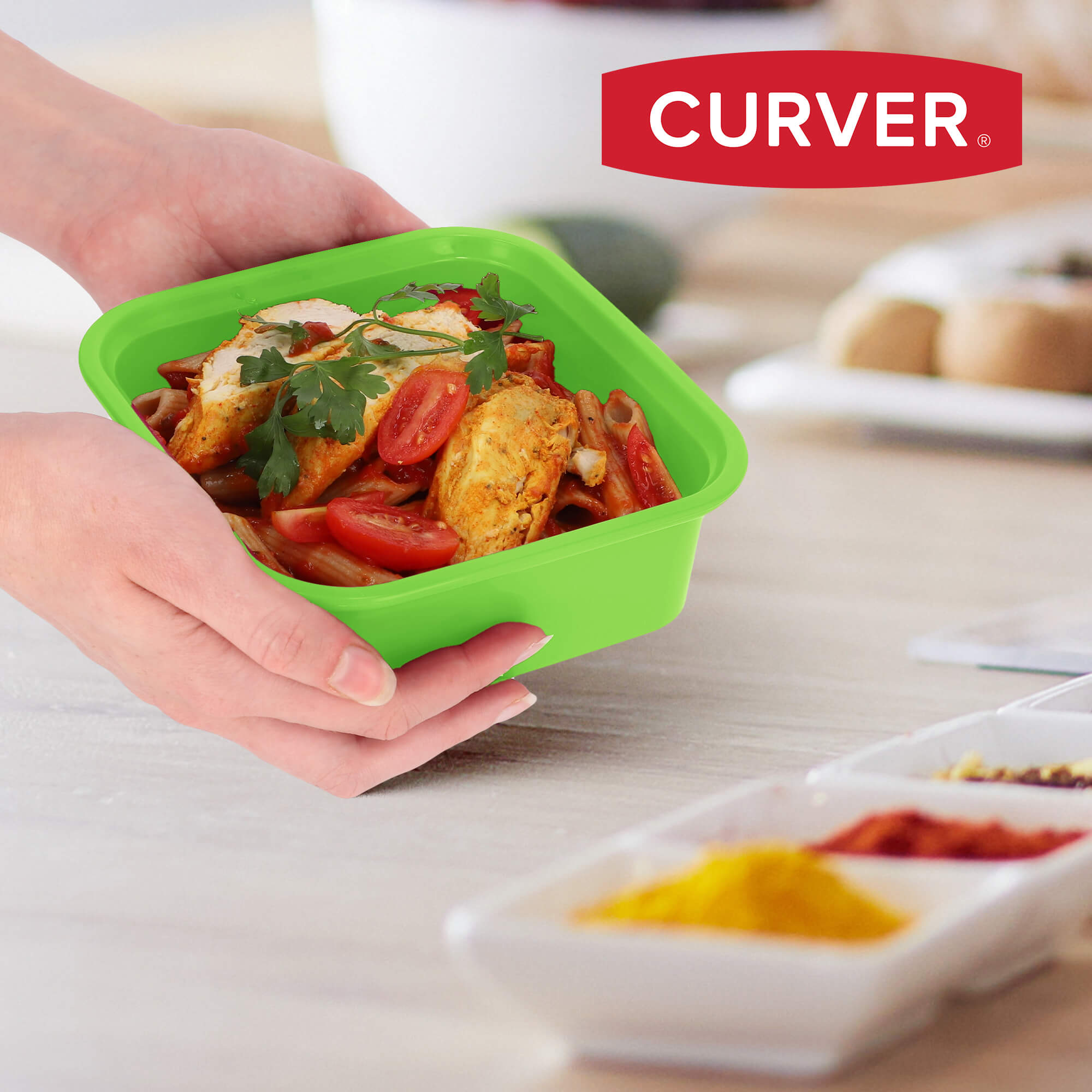 Pojemnik kwadratowy 0,9L Curver To Go Lunch, zielony