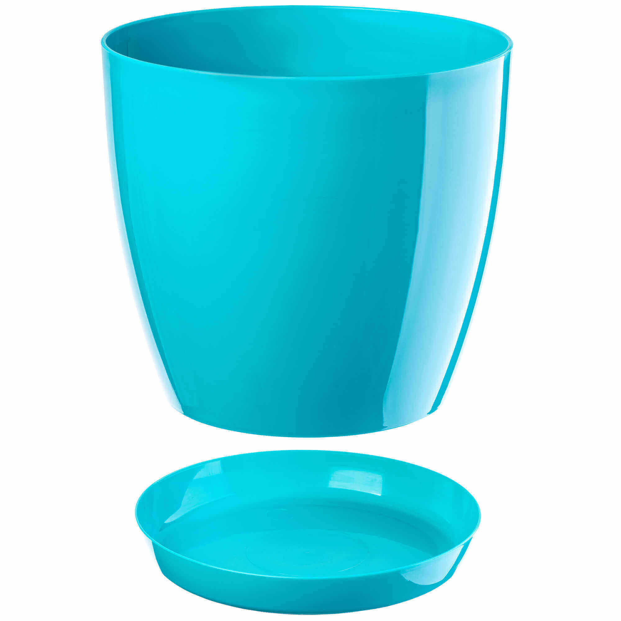 Doniczka na kwiaty z podstawką 12 cm, turkusowa