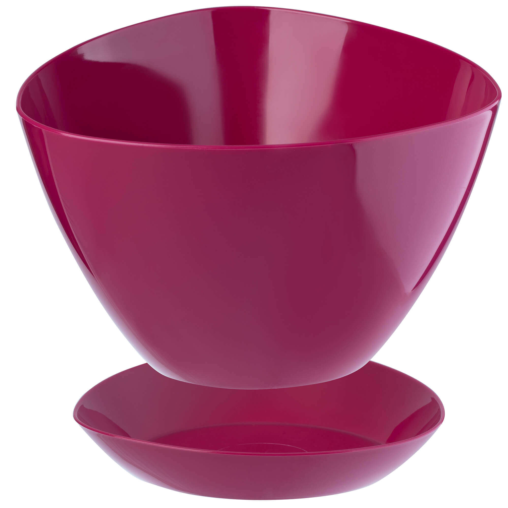 Doniczka trójkątna z podstawką 18 x 12 cm, amarantowa