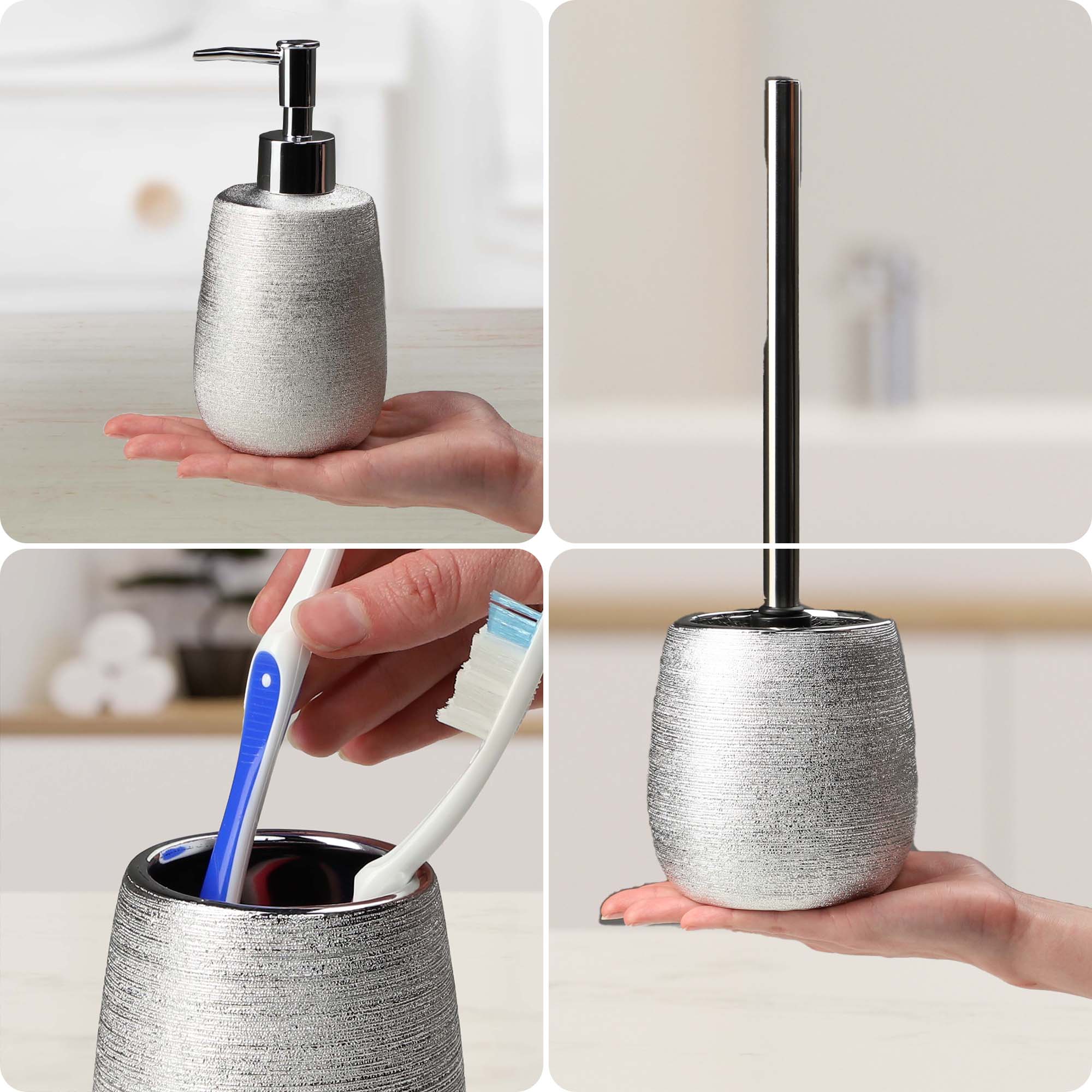 Zestaw łazienkowy Bari dozownik + kubek łazienkowy+ szczotka Wc