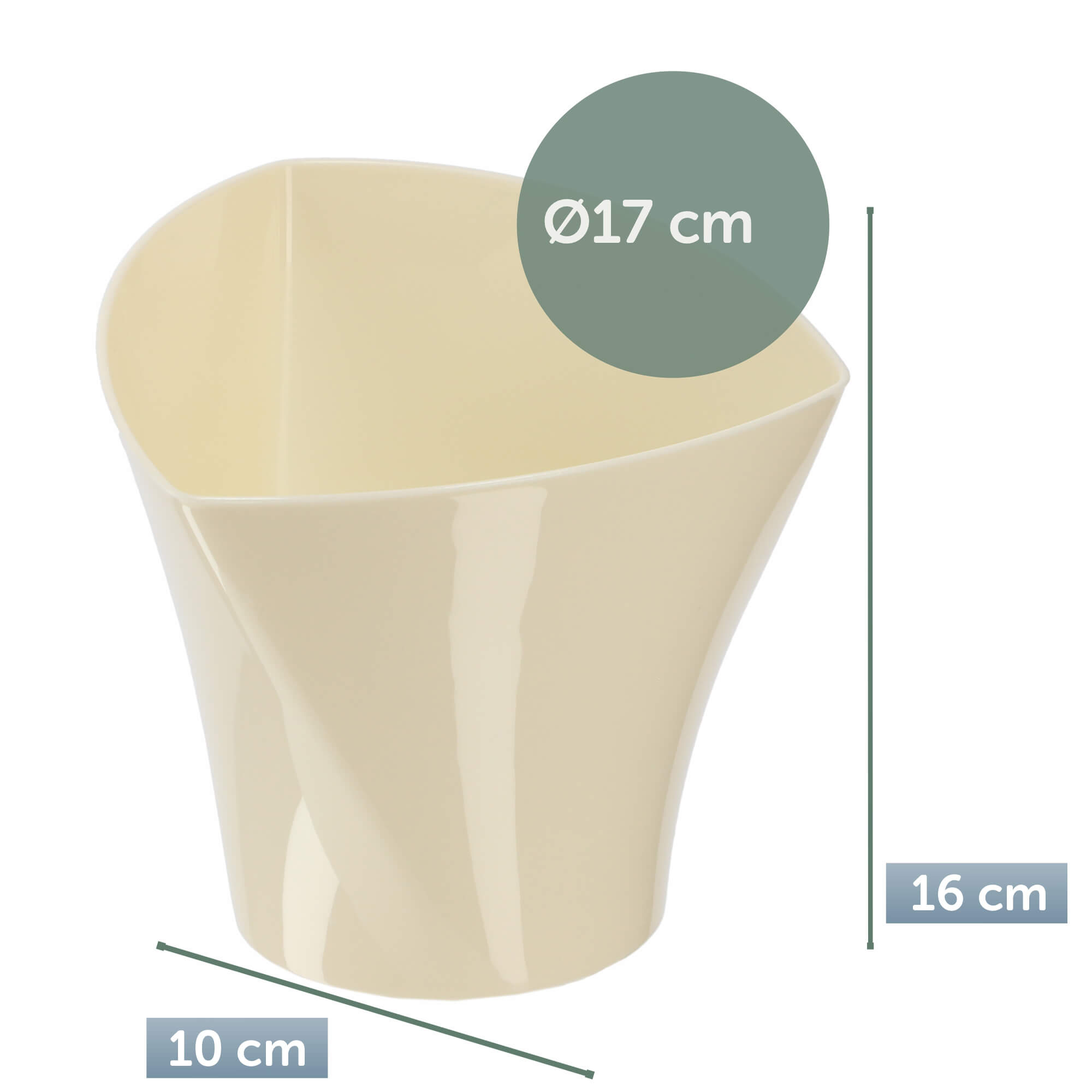 Doniczka asymetryczna 17 cm, kremowa